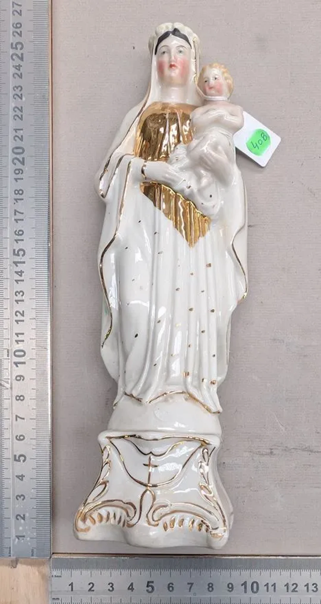 1 Earthenware Virgin and Child - See photos for dimensions and condition