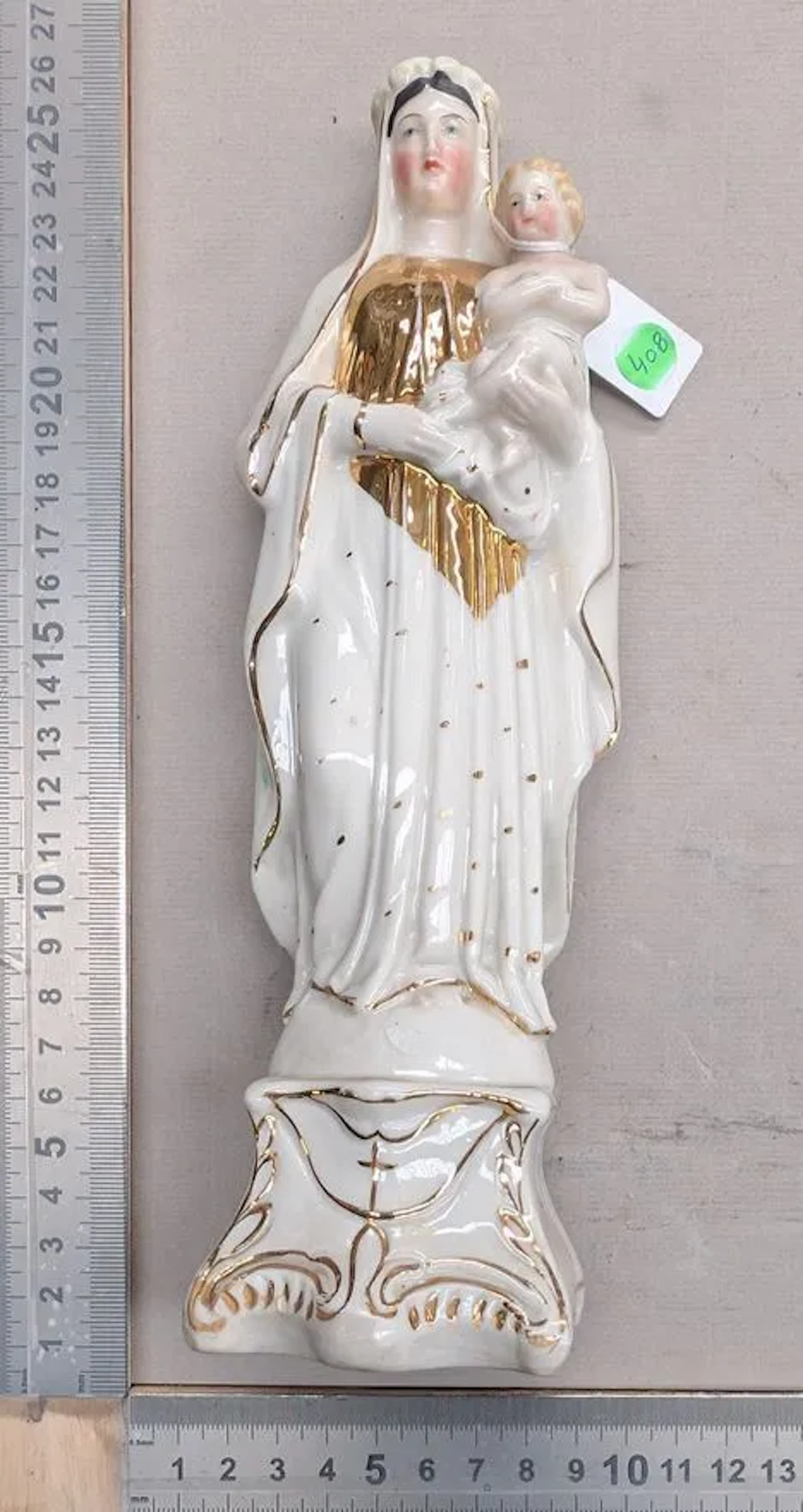 1 Earthenware Virgin and Child - See photos for dimensions and condition