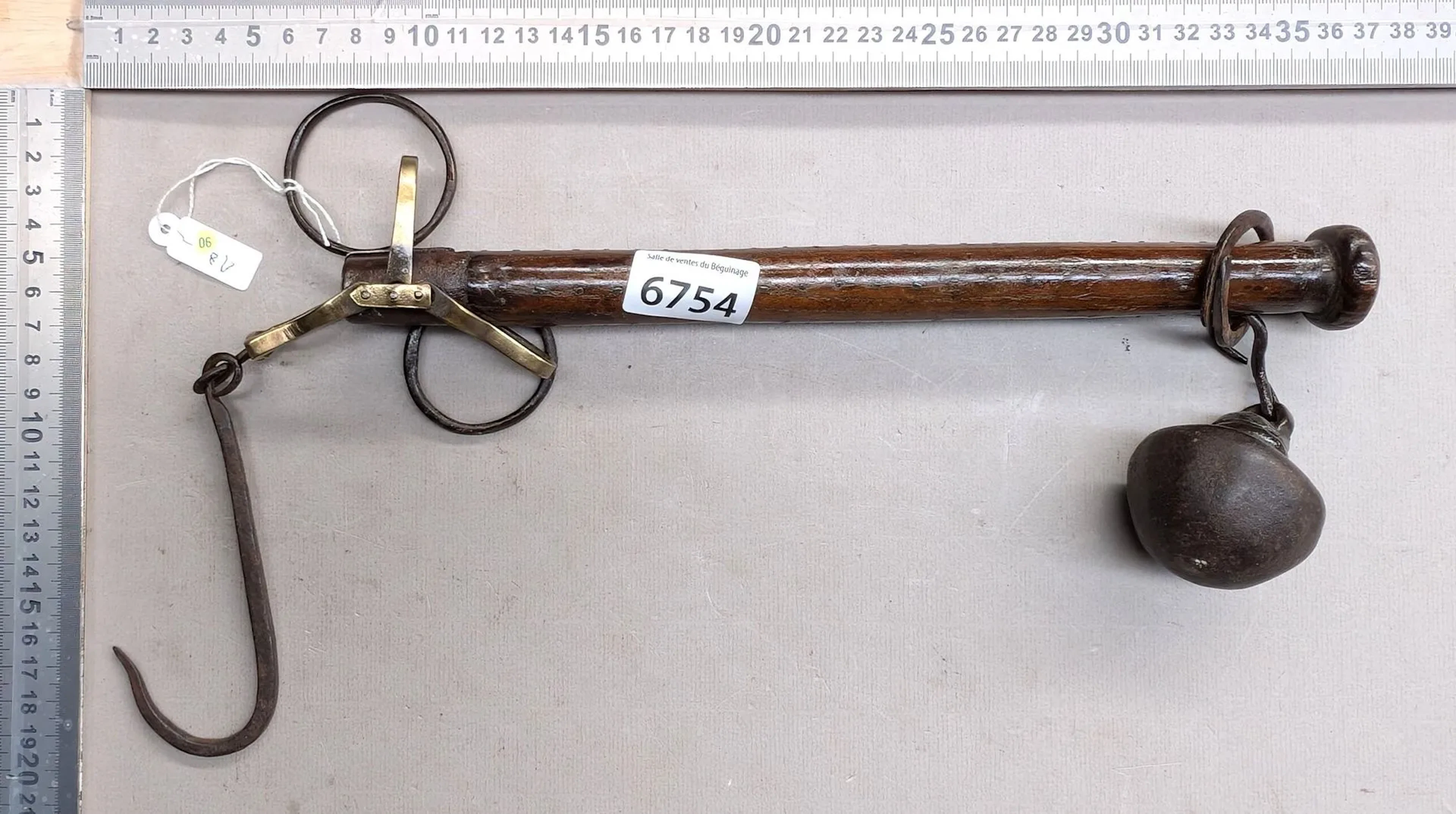 Antique 18th-century Roman-style scale—see photos for dimensions and condition