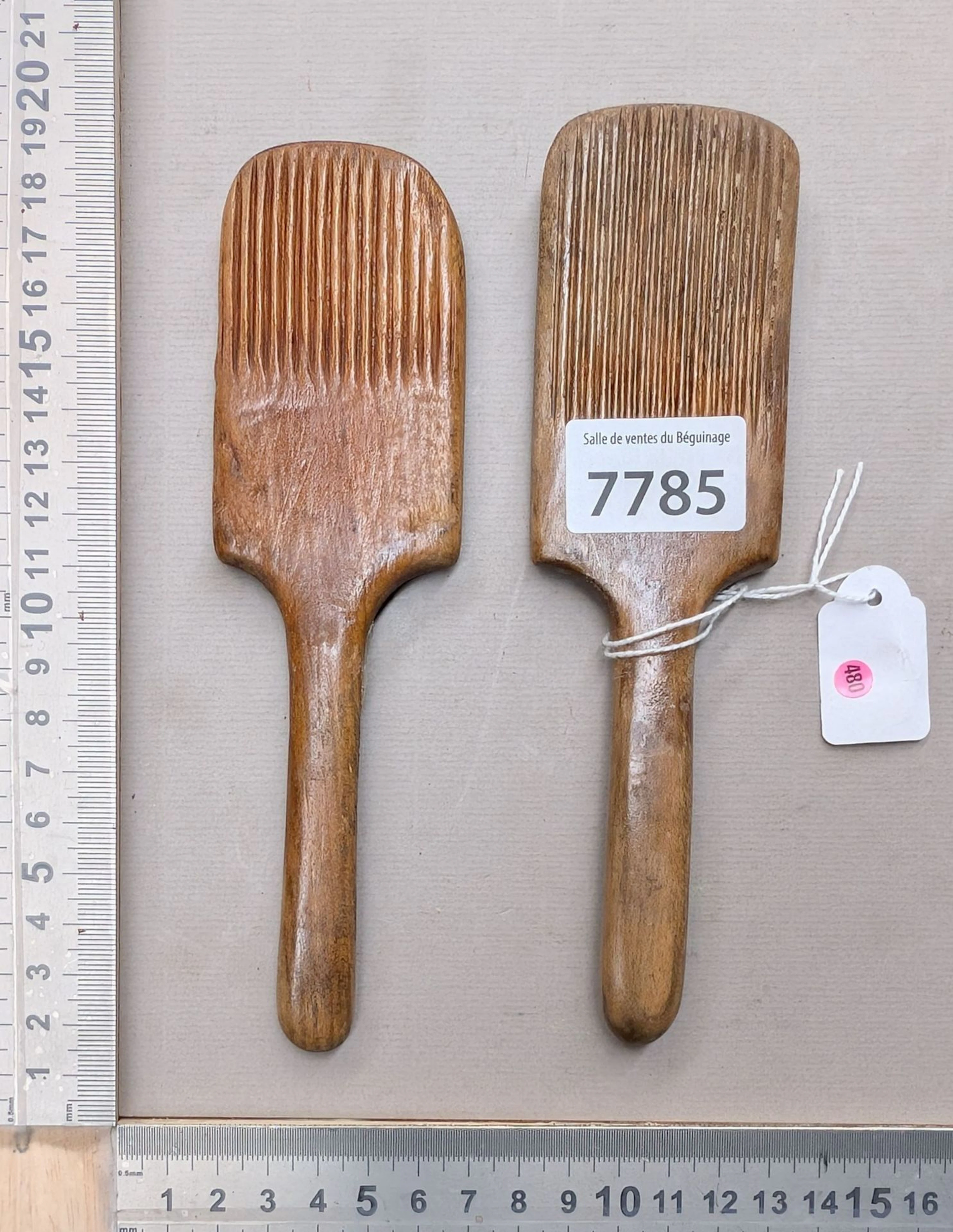 2 wooden butter spoons—see photos for dimensions and condition