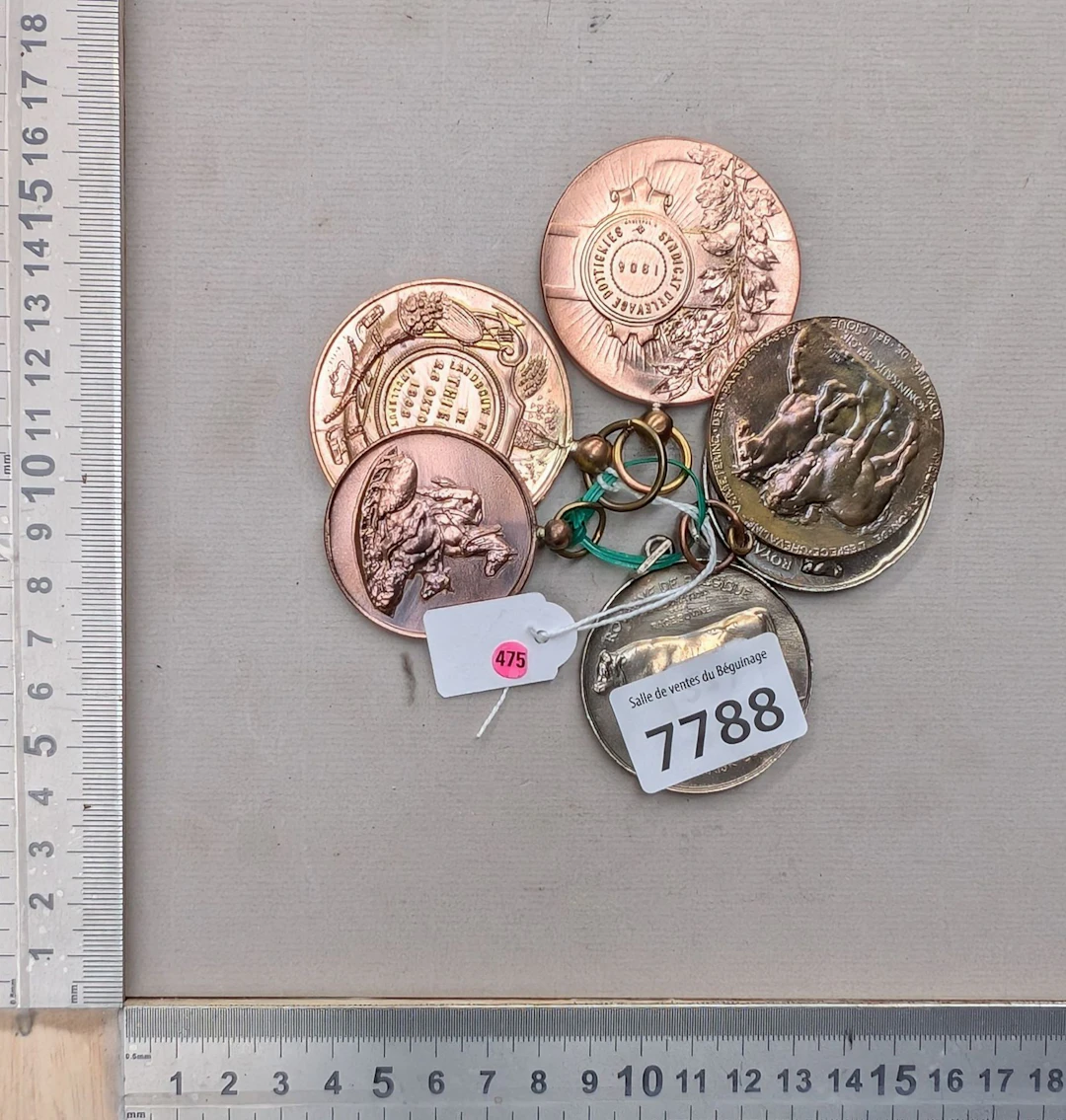 6 antique agricultural medals—see photos for dimensions and condition