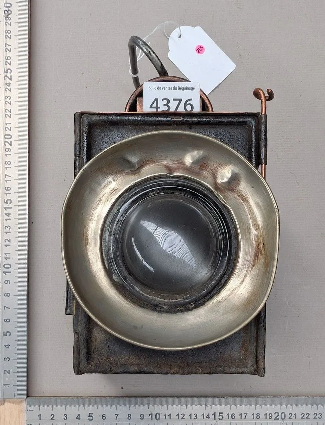 Antique construction lantern—see photos for dimensions and condition