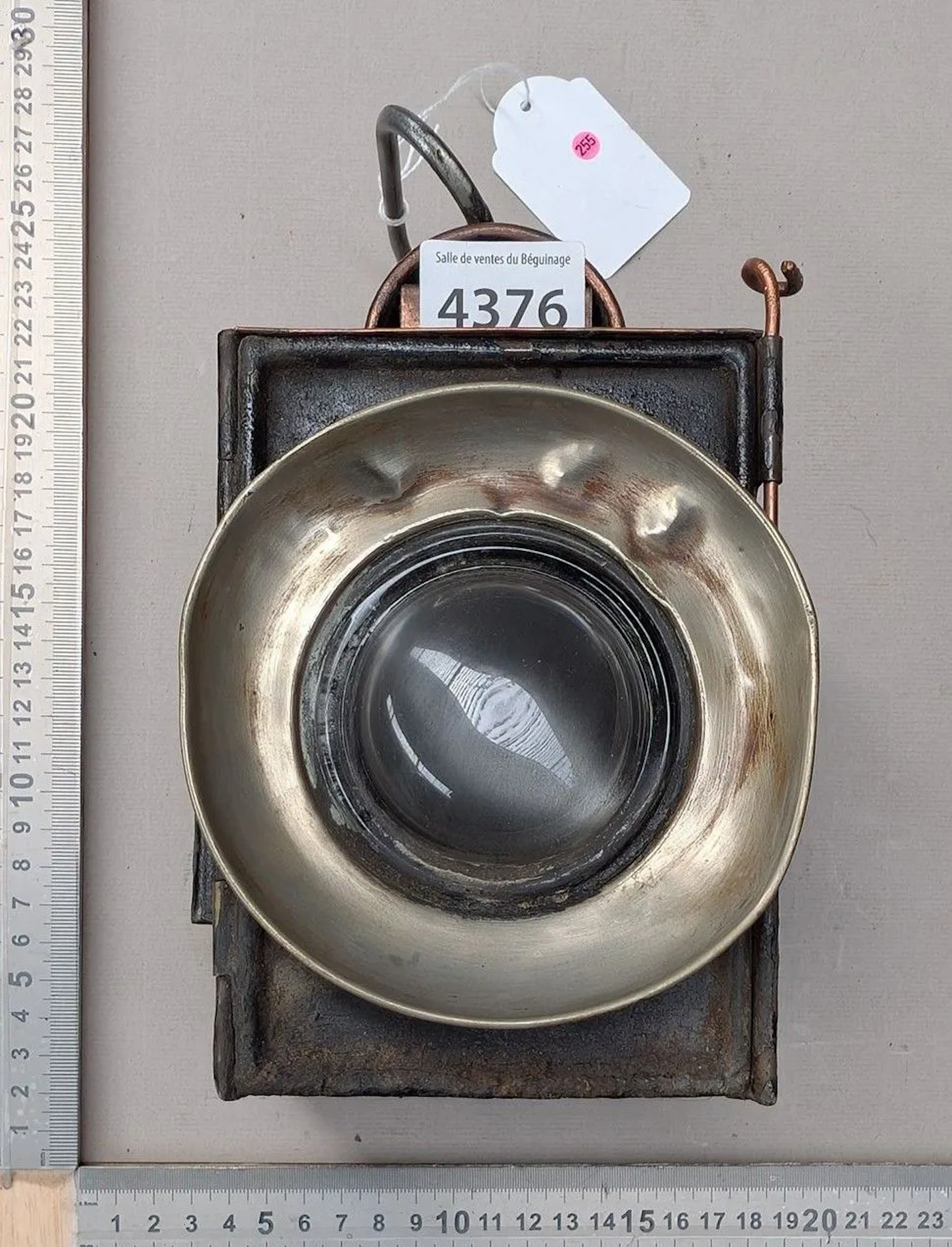 Antique construction lantern—see photos for dimensions and condition