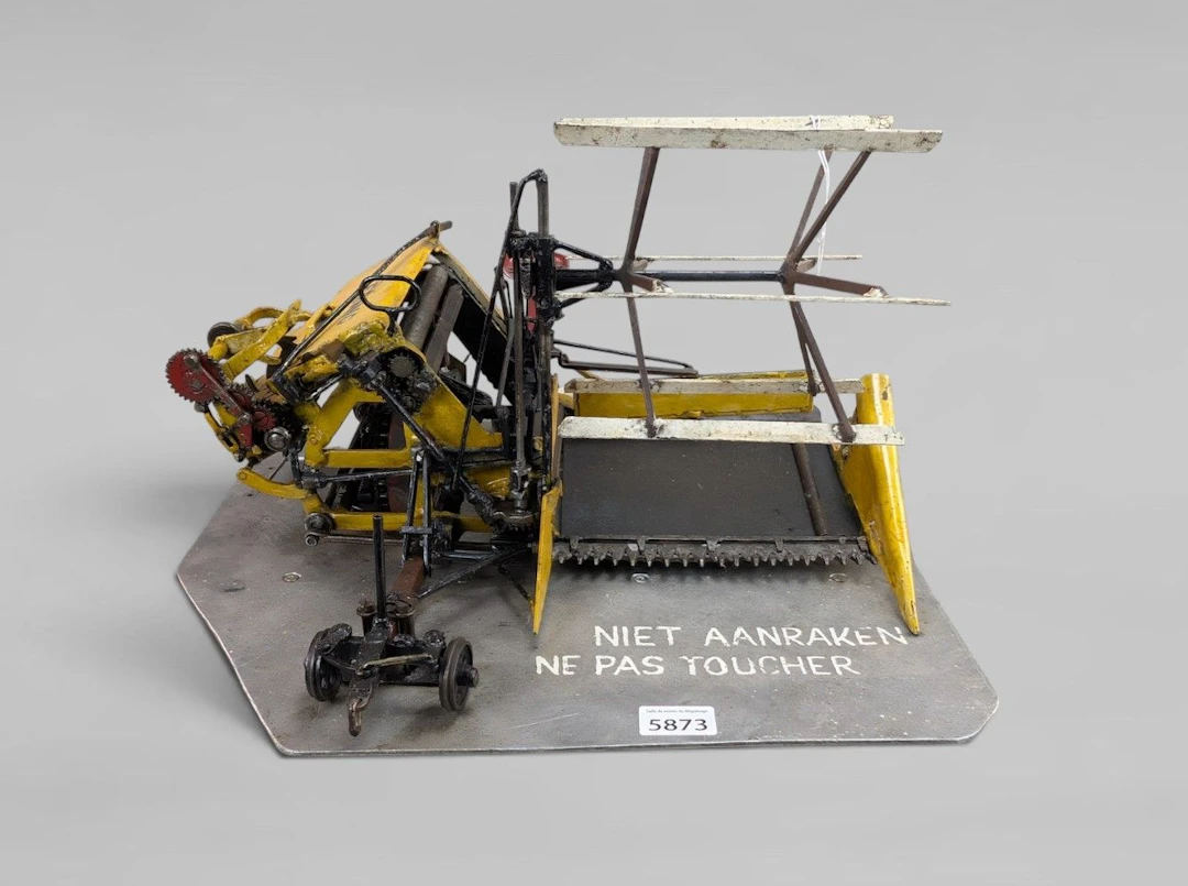 Model of a combine harvester, circa 1920—see photos for dimensions