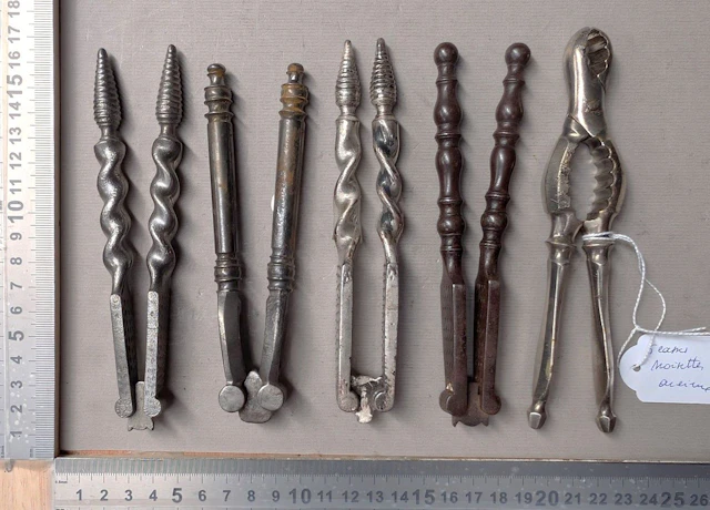 5 antique nutcrackers—see photos for dimensions and condition