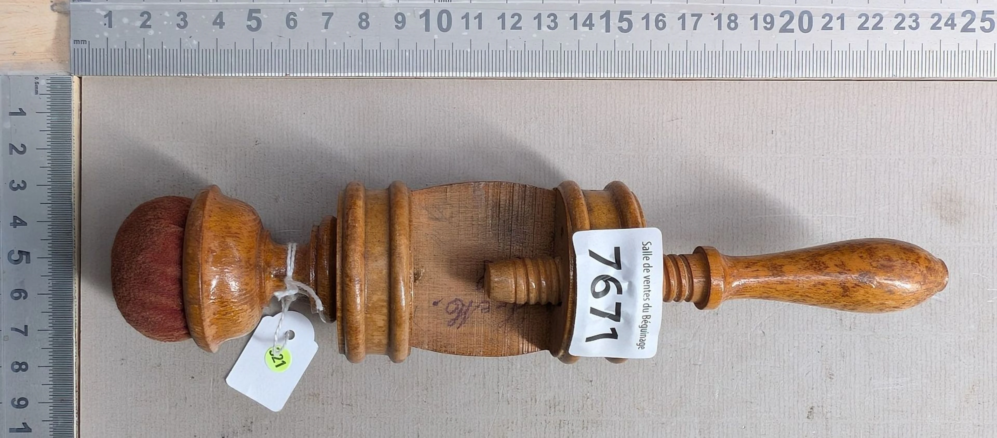 1 18th-century hand-carved wooden needle holder—see photos for dimensions