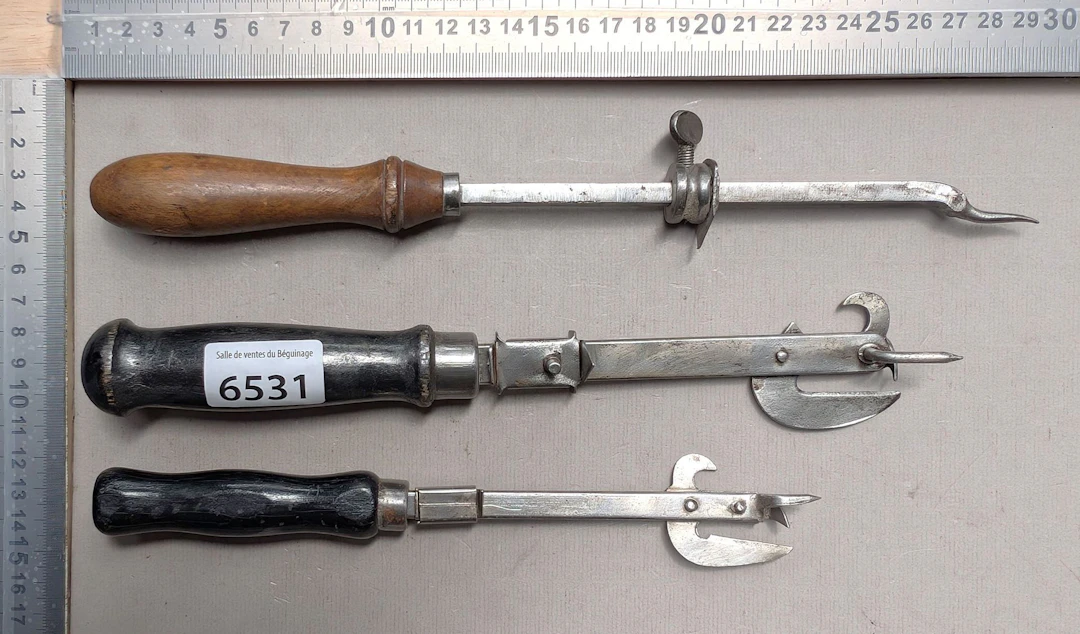 3 antique 19th-century can openers—see photos for dimensions and condition