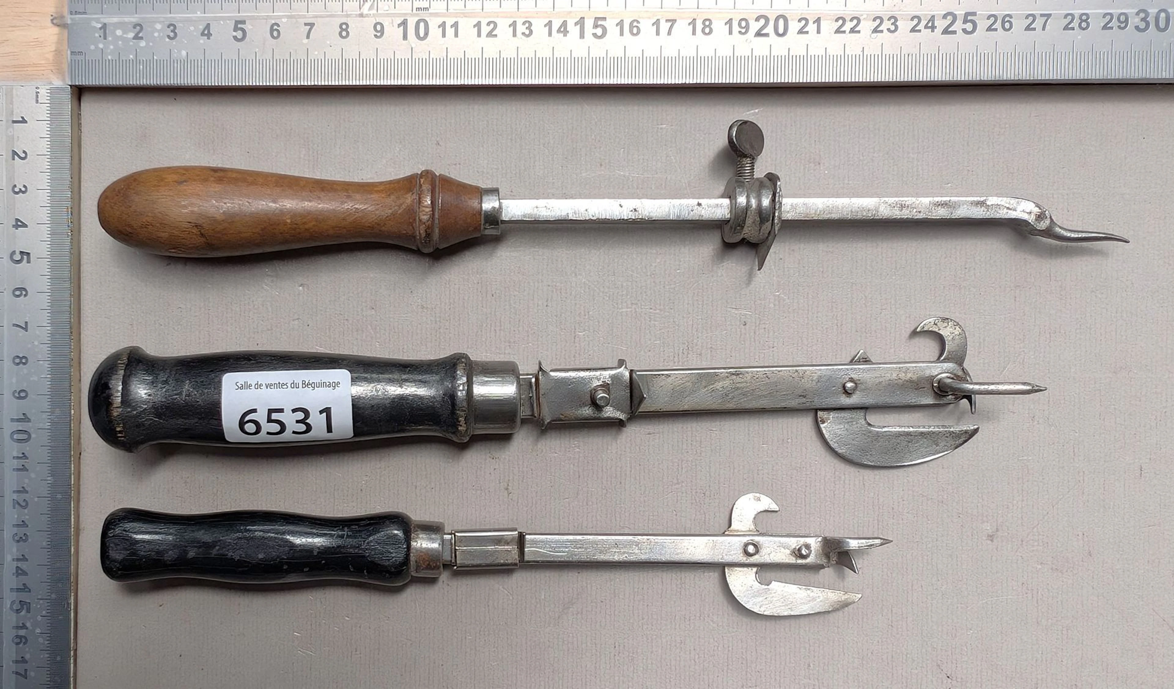 3 antique 19th-century can openers—see photos for dimensions and condition