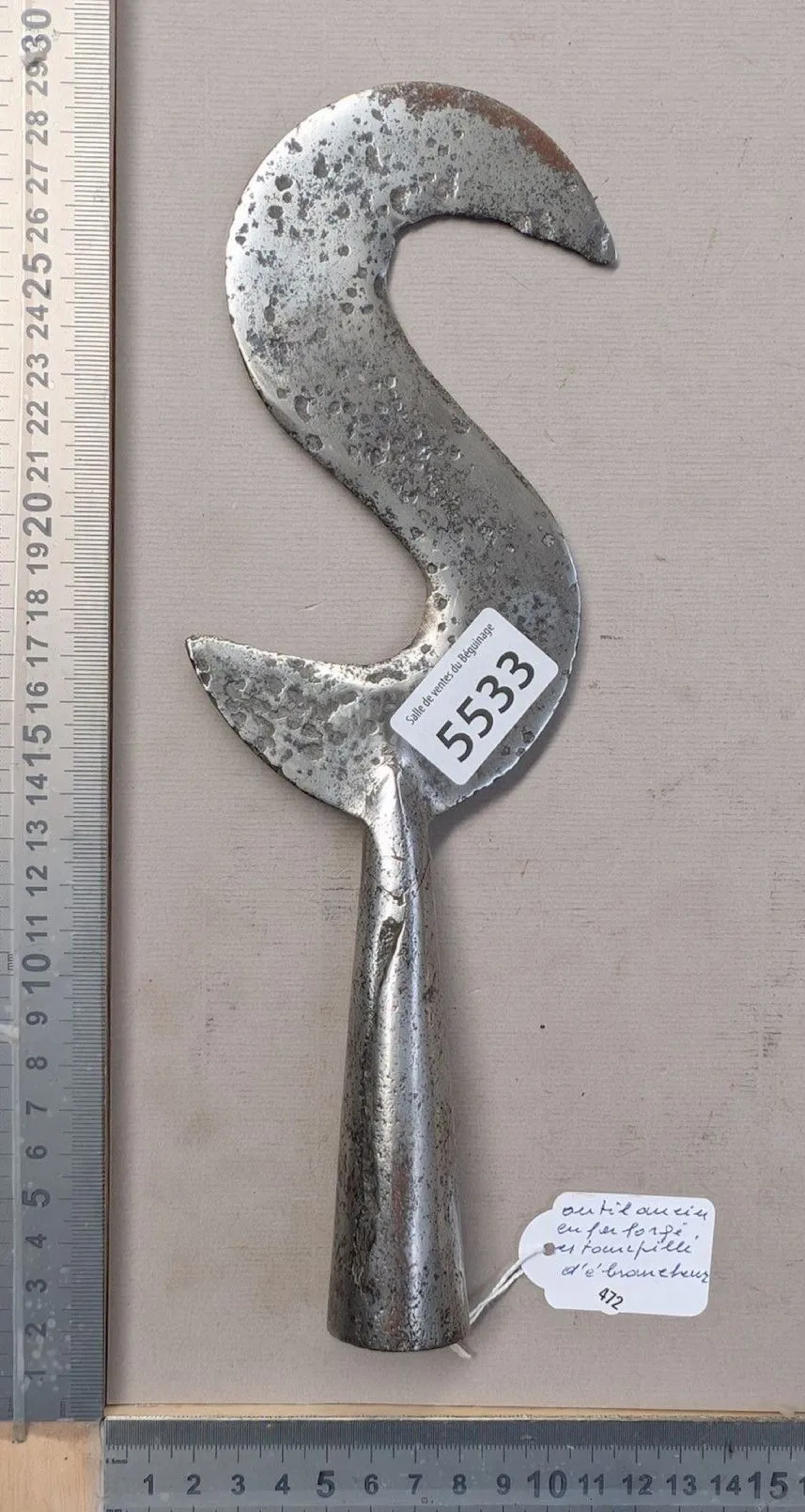 Wrought-iron tool for disconnecting—see photos for dimensions and condition