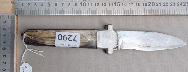 Antique knife with 2 blades—see photos for dimensions and condition