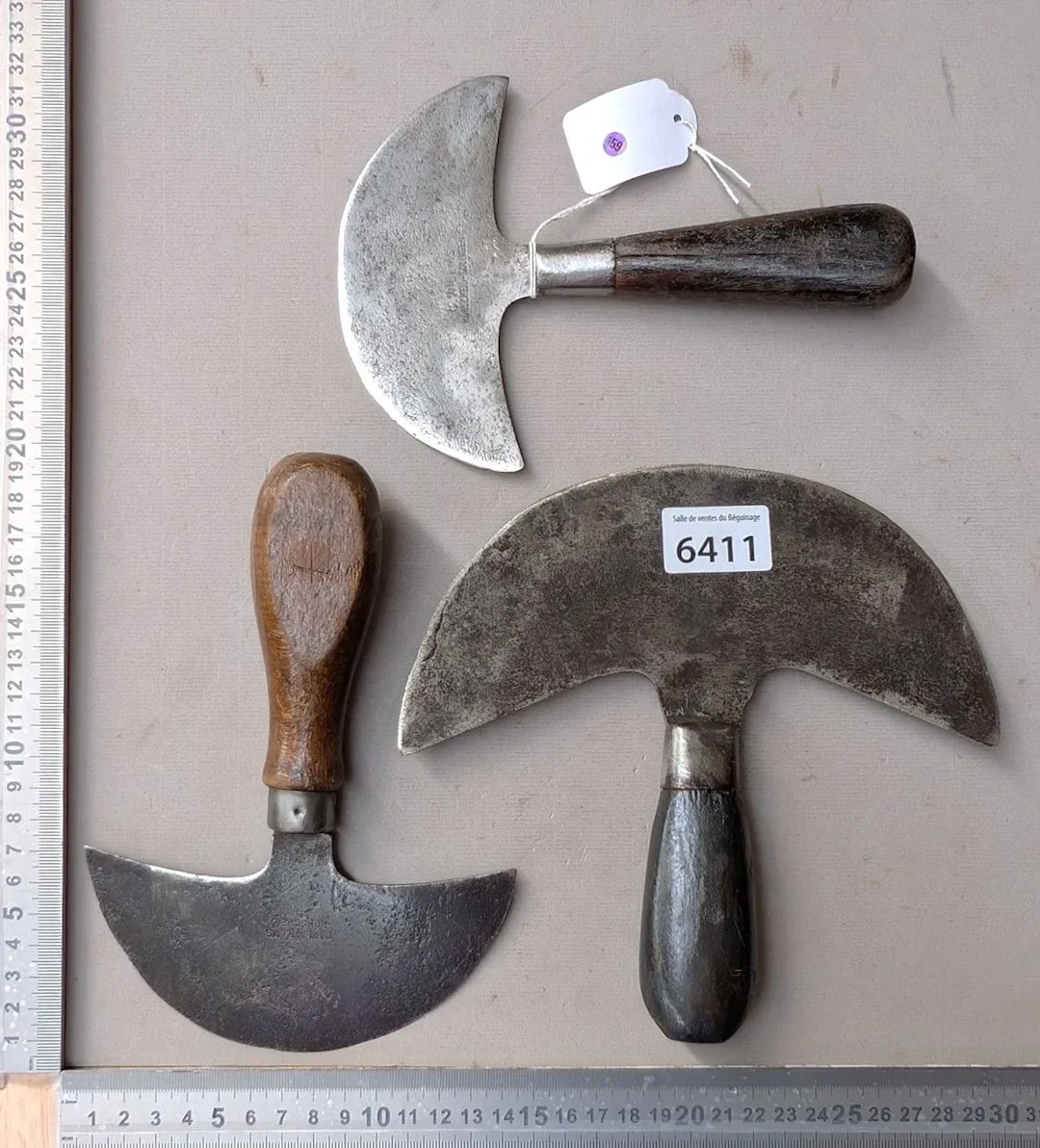 3 shoemaker's knives used for cutting leather—see photos for dimensions