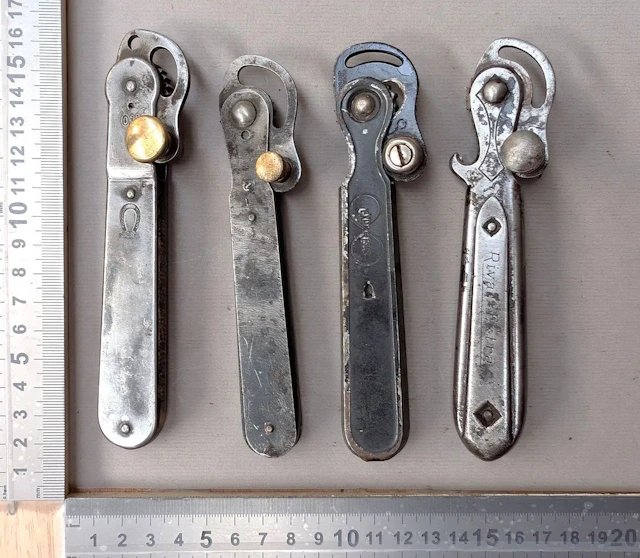 4 antique can openers—see photos for dimensions and condition