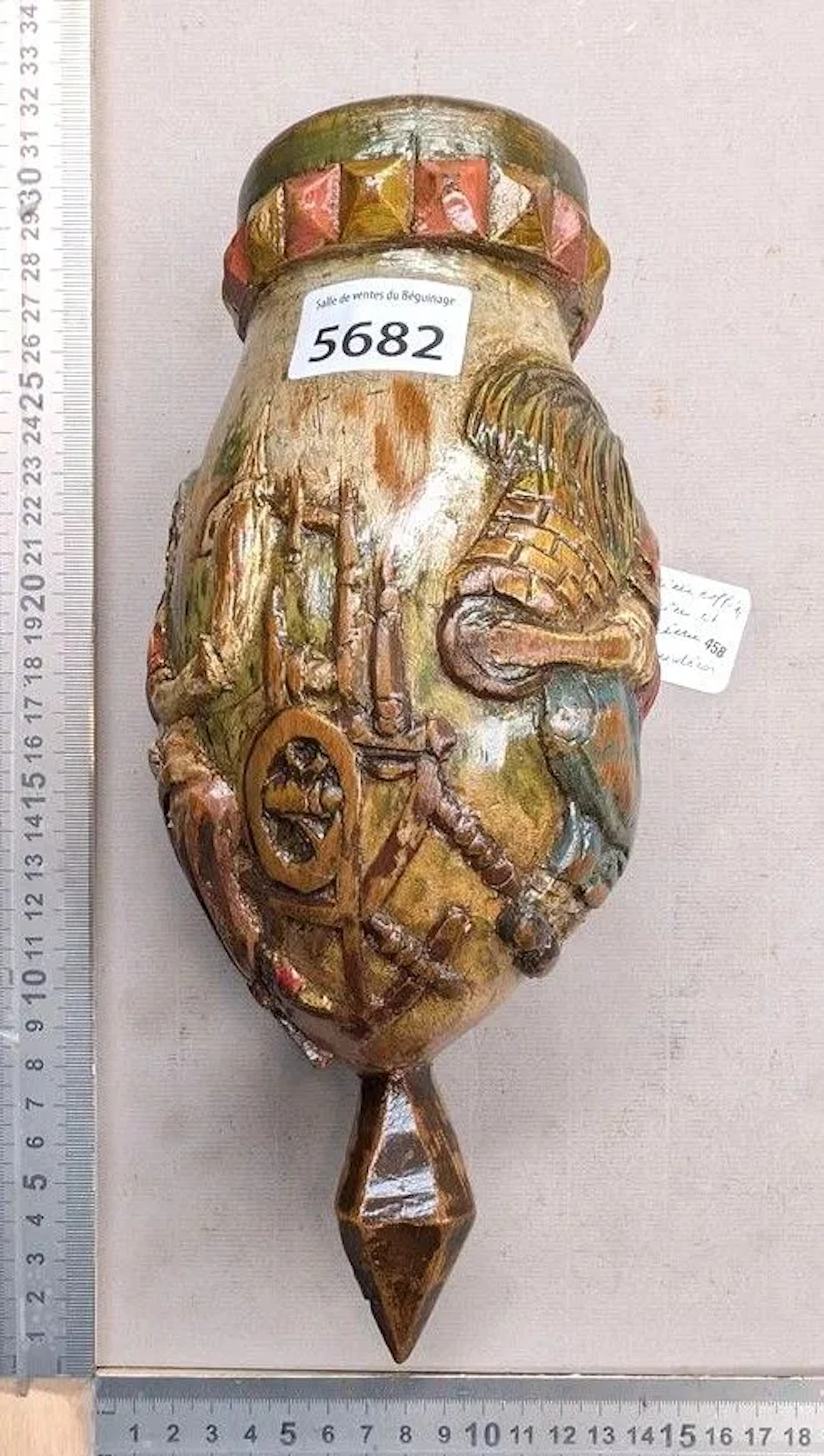Antique ALSACIAN coffin and its stone—see photos for dimensions and condition