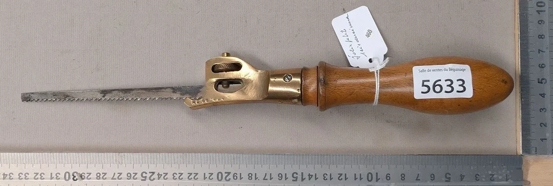 A lovely little antique saw, a rare find—see photos for dimensions