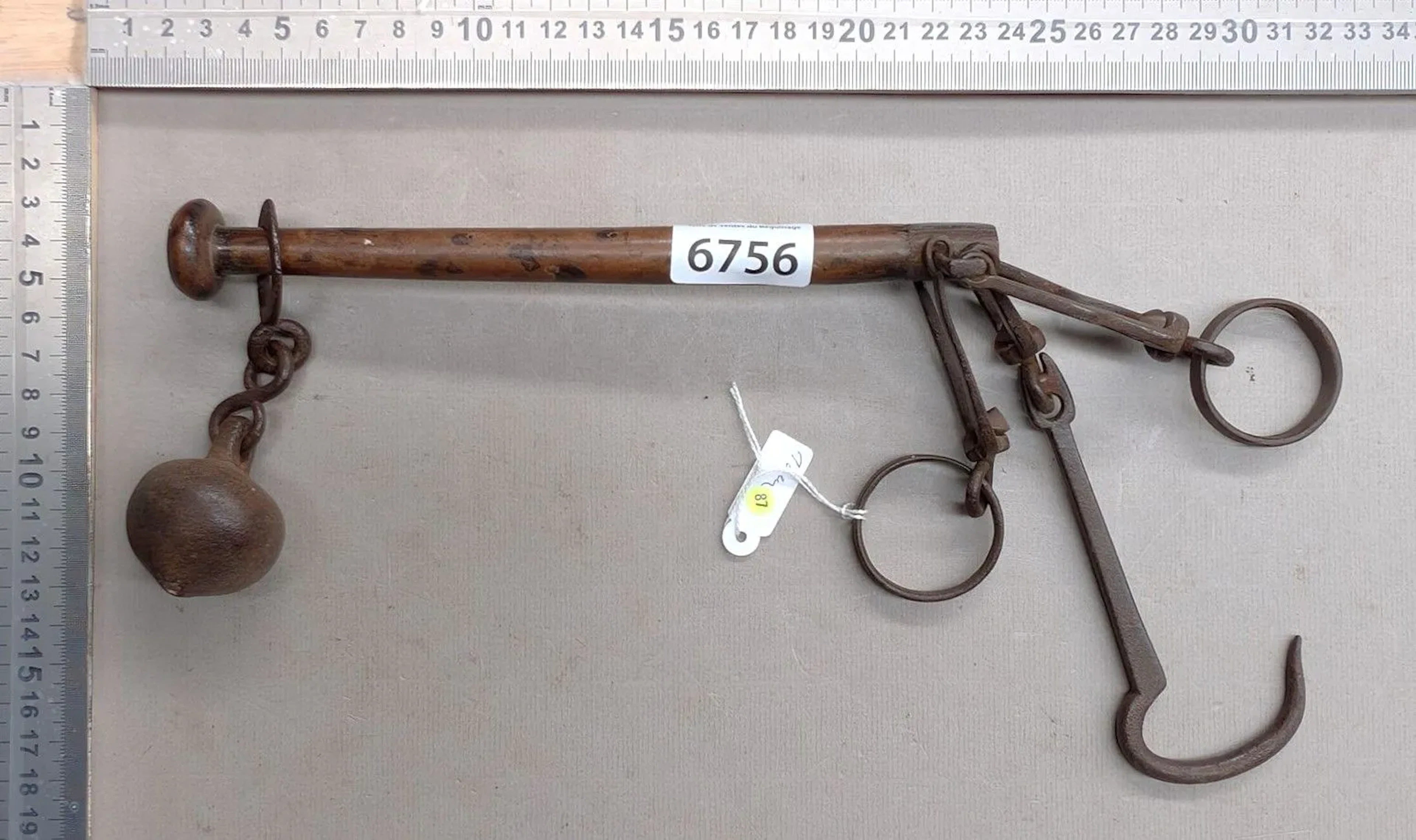 Antique 18th-century Roman-style scale—see photos for dimensions and condition