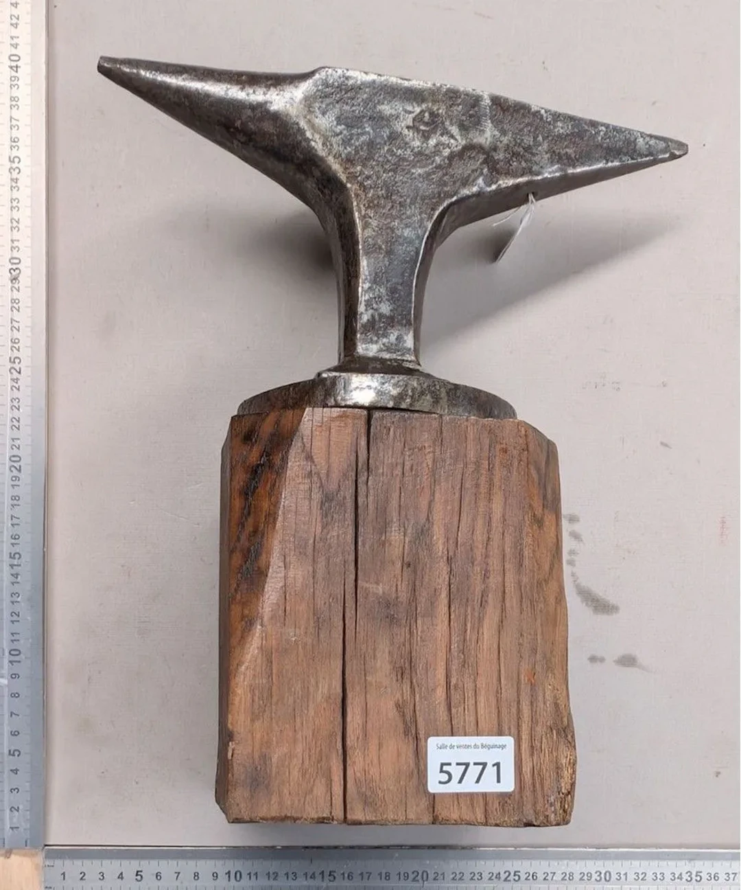 A beautiful little anvil on its HULOT SEDAN anvil block—see photos