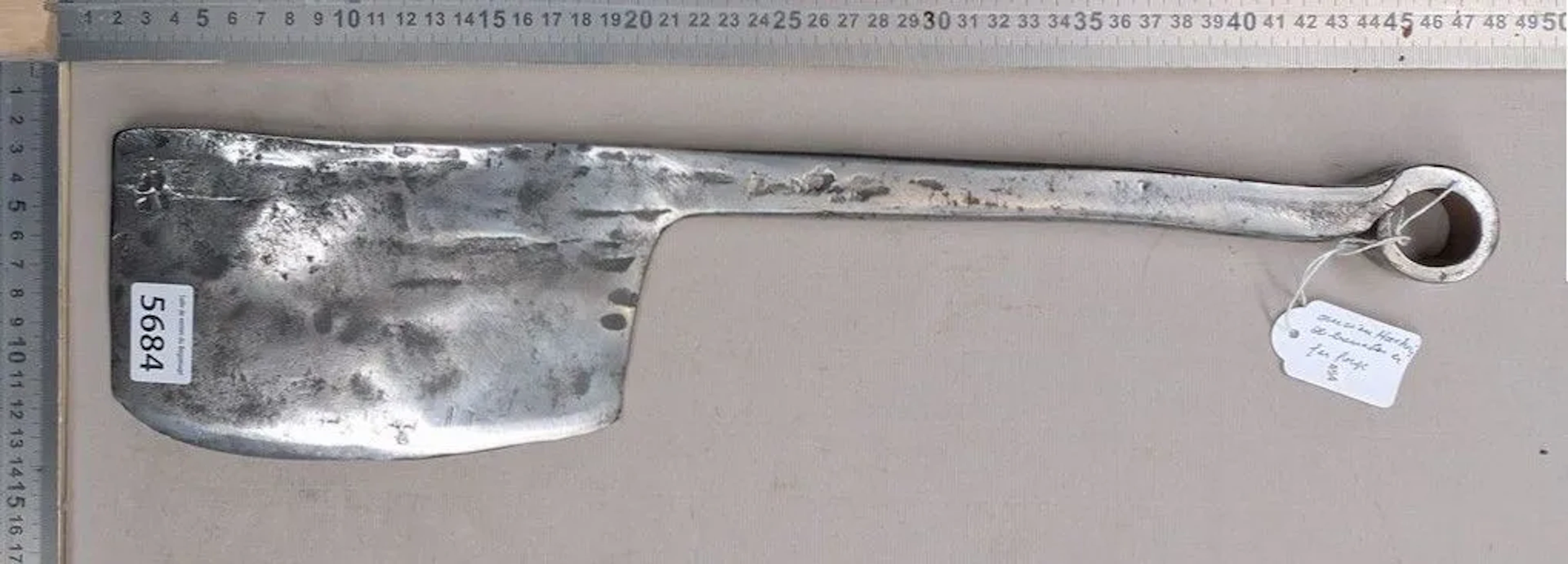 1 Forged-iron meat grinder—see photos for dimensions and condition
