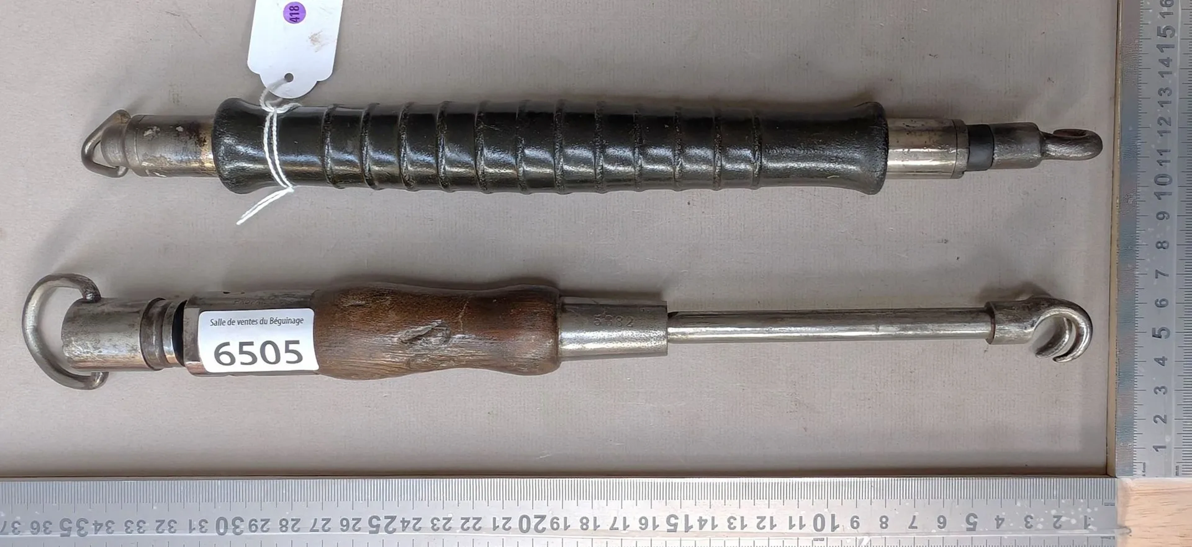 2 wire benders with ferrules and hooks, 19th century—see photos for