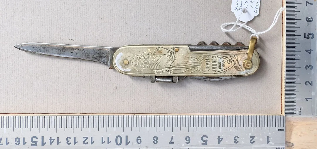 Antique metal knife, JEAN JAURES 1859–1914—See photos for dimensions
