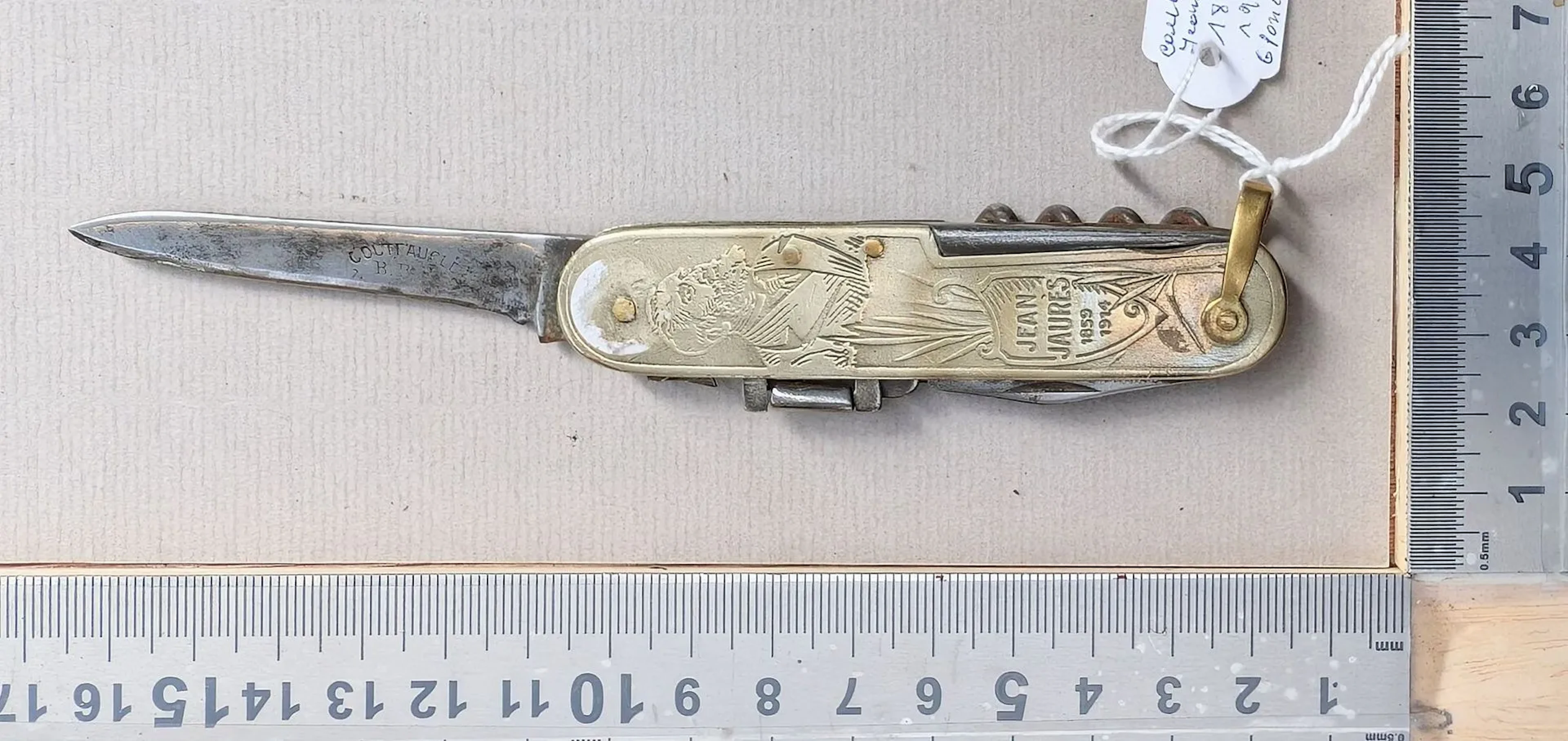 Antique metal knife, JEAN JAURES 1859–1914—See photos for dimensions