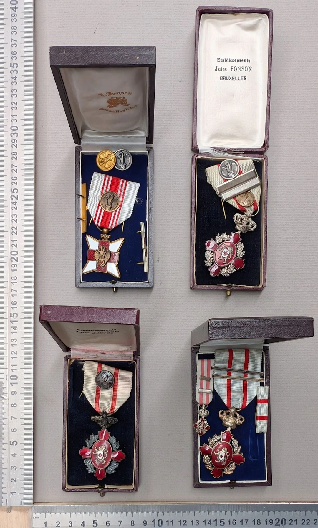 4 Red Cross medals—see photos for dimensions and condition