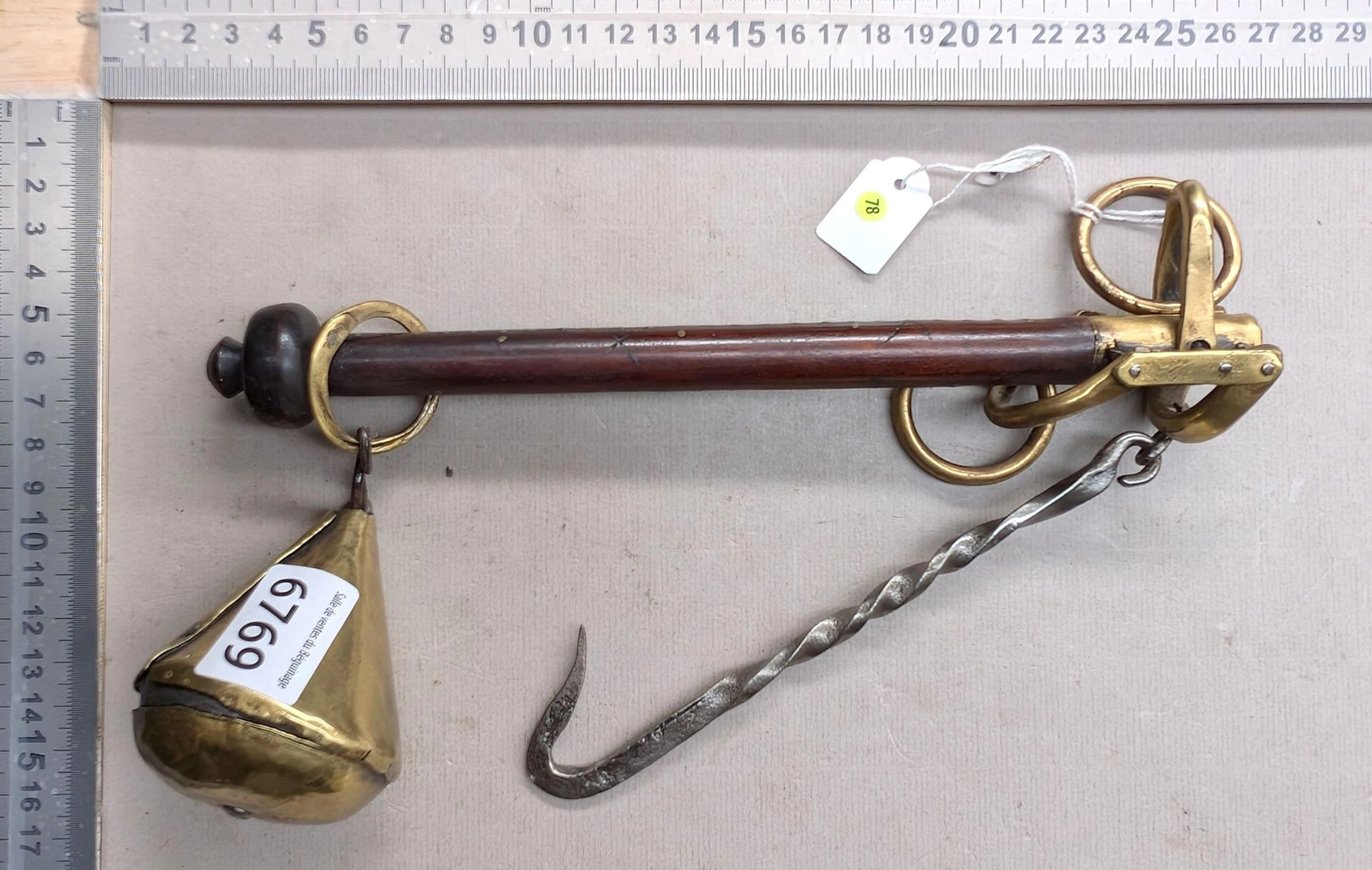 Antique 18th-century Roman-style scale—see photos for dimensions and condition
