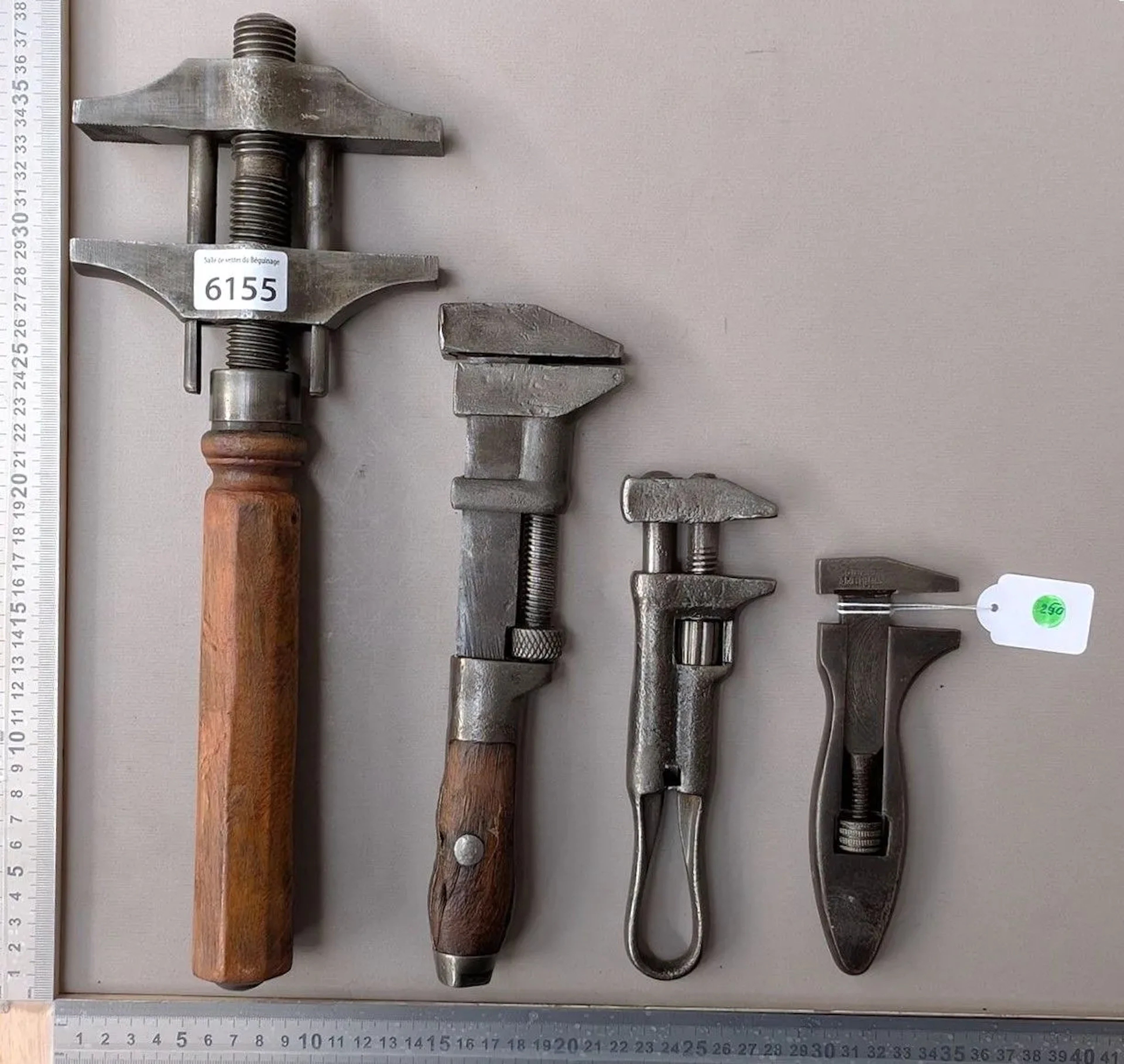 4 adjustable wrenches—see photos for dimensions and condition