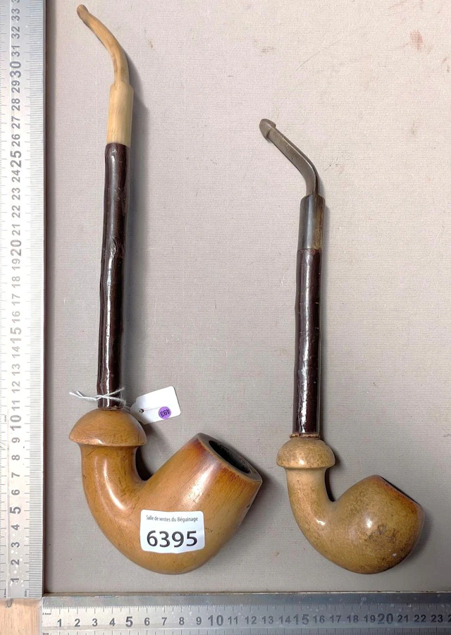 2 antique pipes—see photos for dimensions and condition