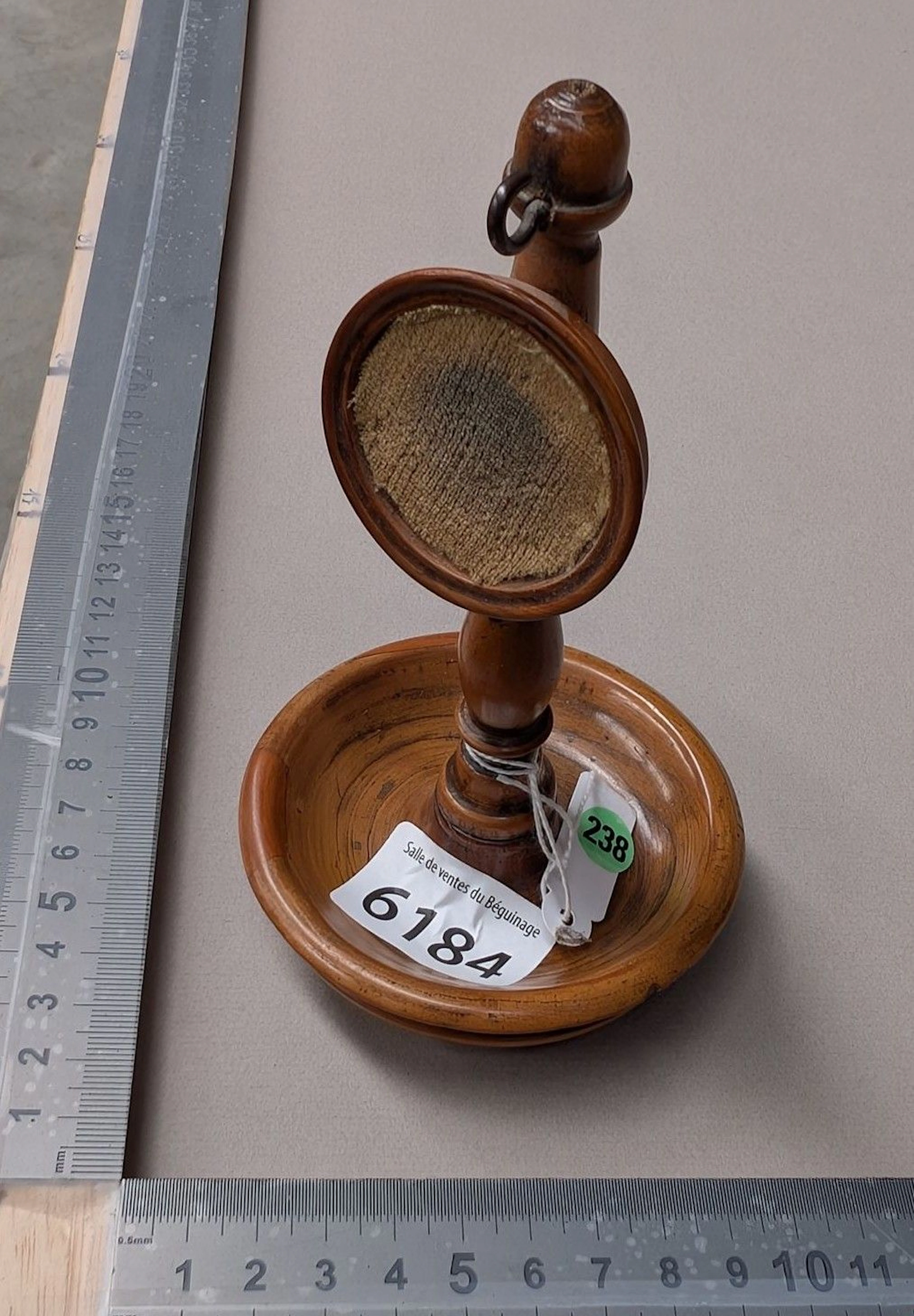 Antique wooden pocket watch stand—see photos for dimensions and condition