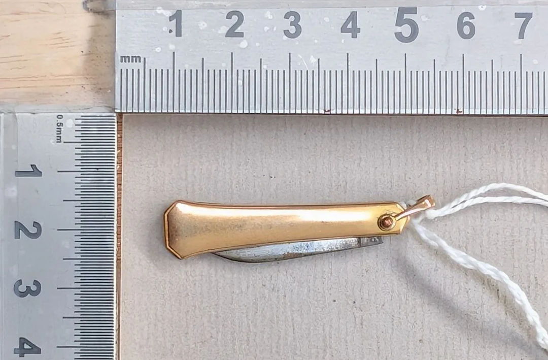 Antique small knife with 1 blade, gold-plated—see photos for dimensions