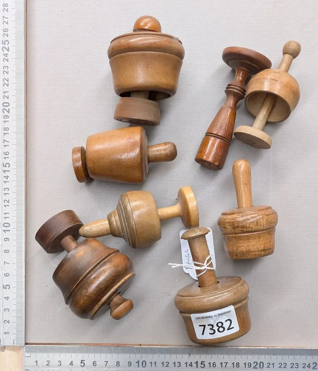 8 carved butter molds—see photos for dimensions and condition