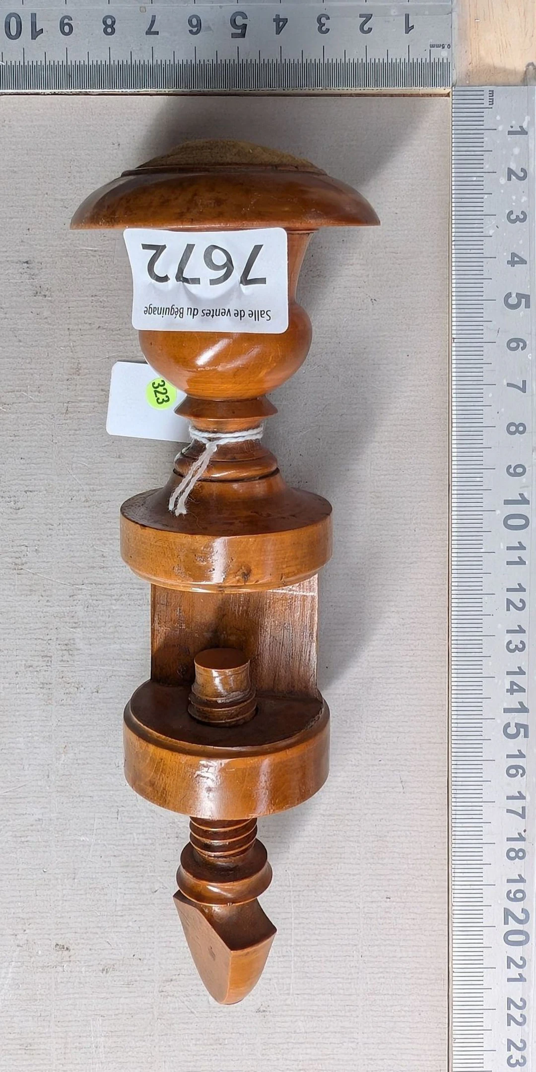 1 18th-century hand-carved wooden needle holder—see photos for dimensions