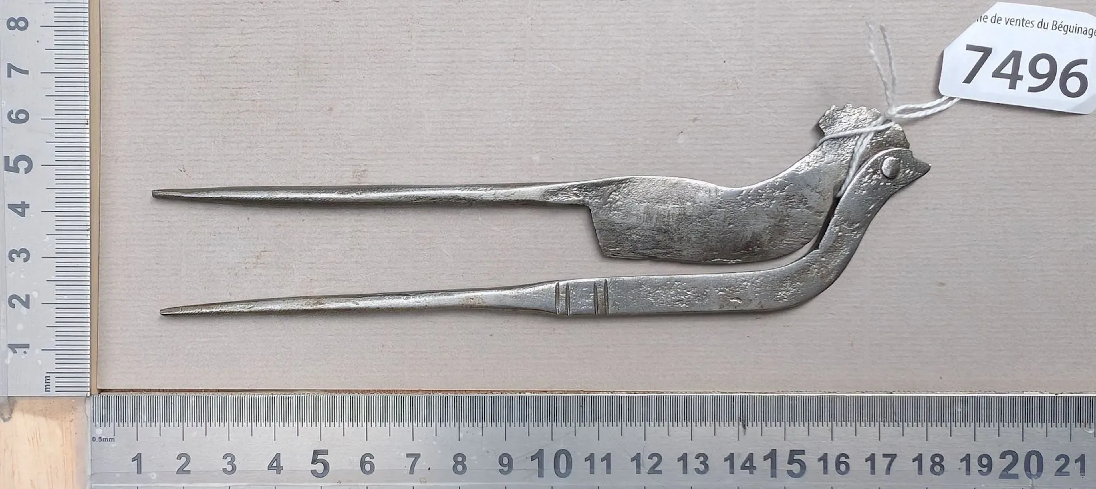 1 antique 18th-century wrought-iron betel cup—see photos for dimensions