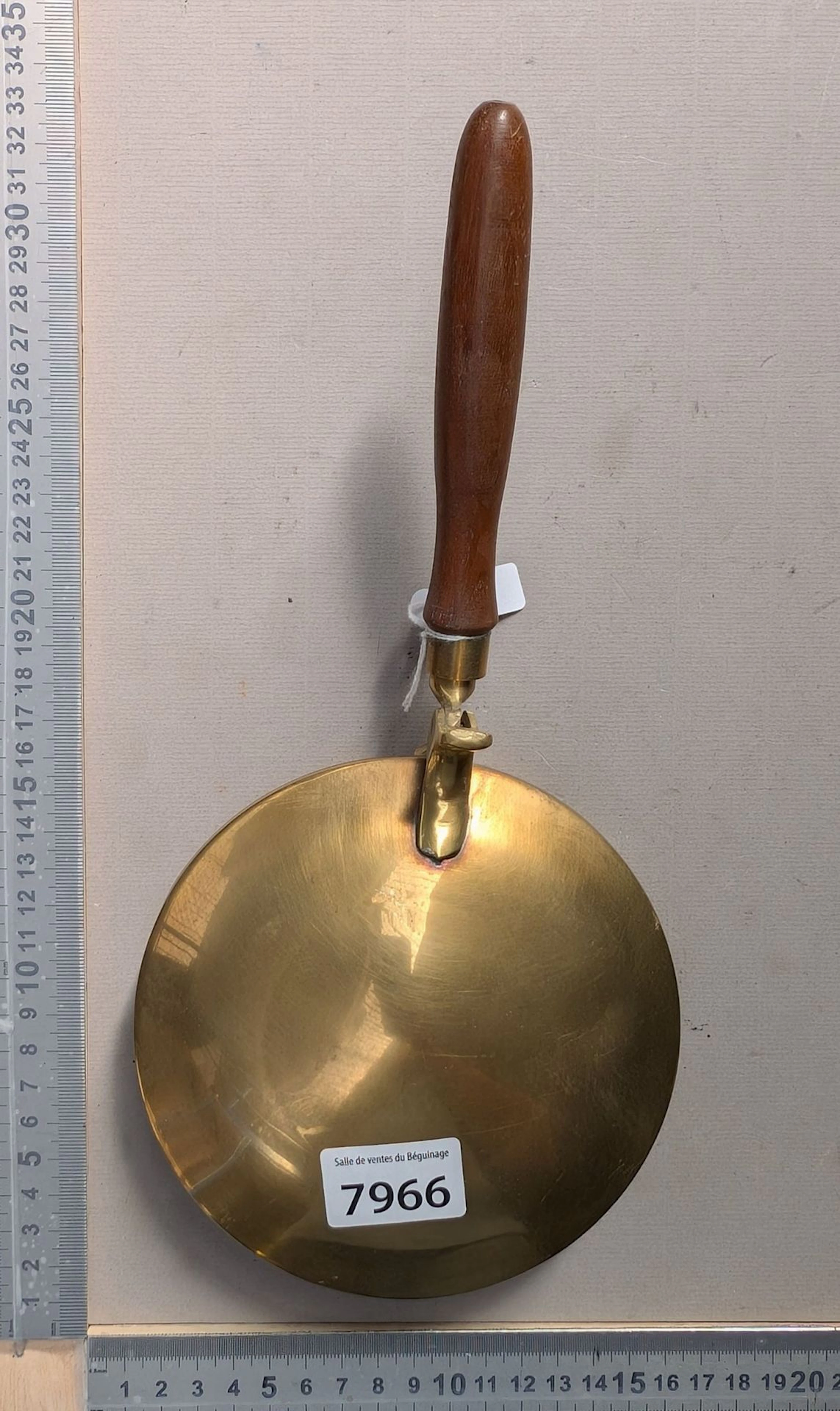 1 brass item with a wooden handle—see photos for dimensions and condition