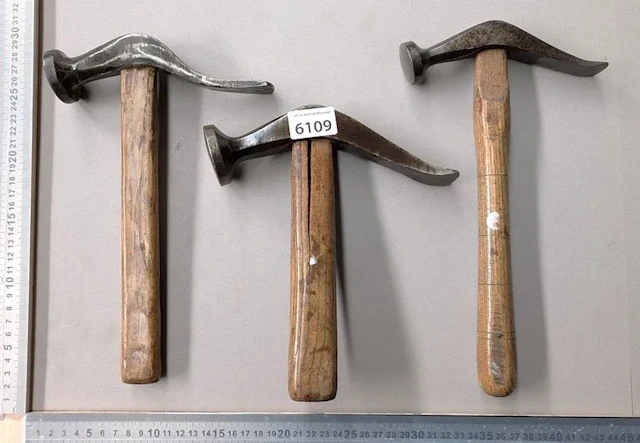 3 antique cobbler's hammers—see photos for dimensions and condition