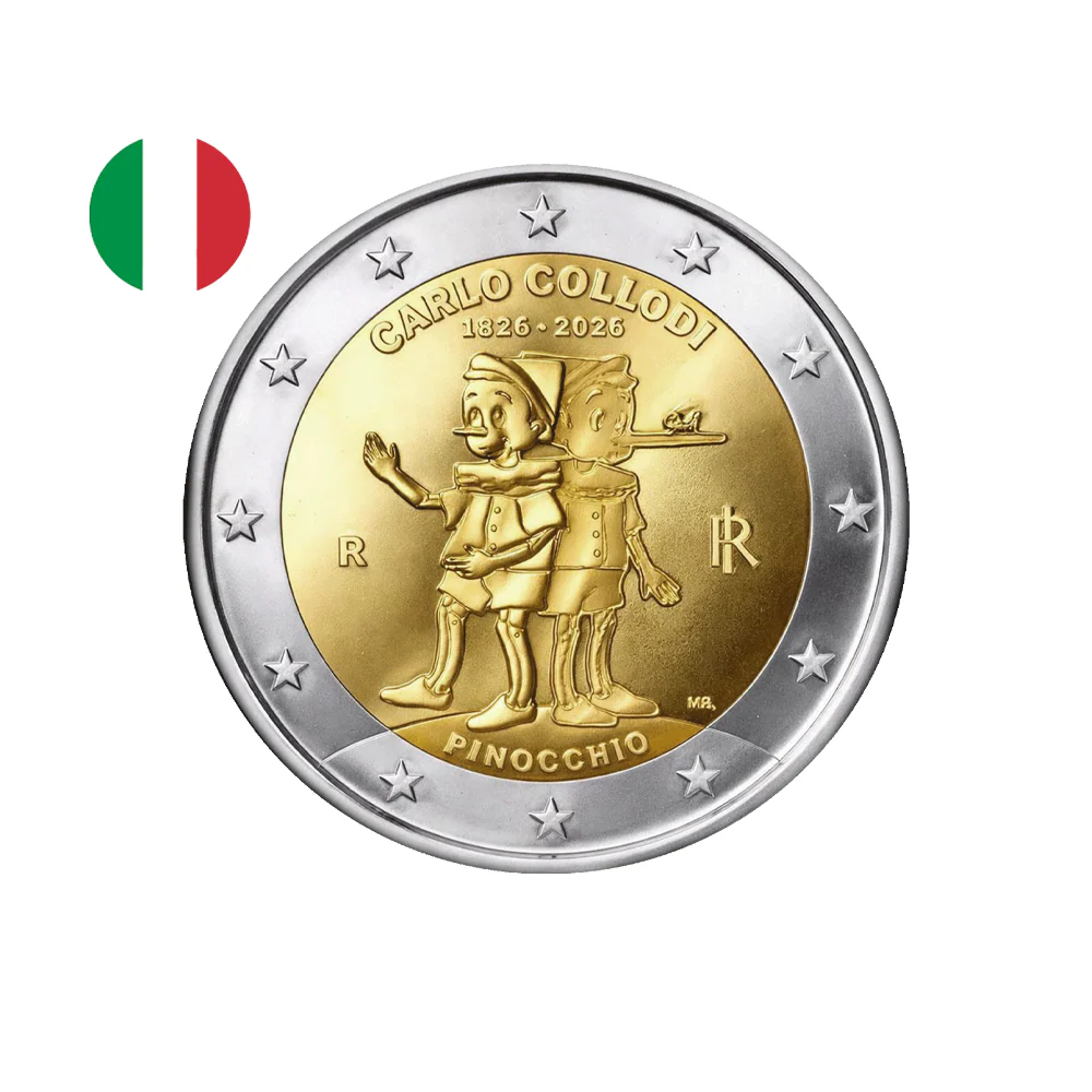 Italie 2026 - 2 Euros Commémorative - Pinocchio - BE Polissage Inversé