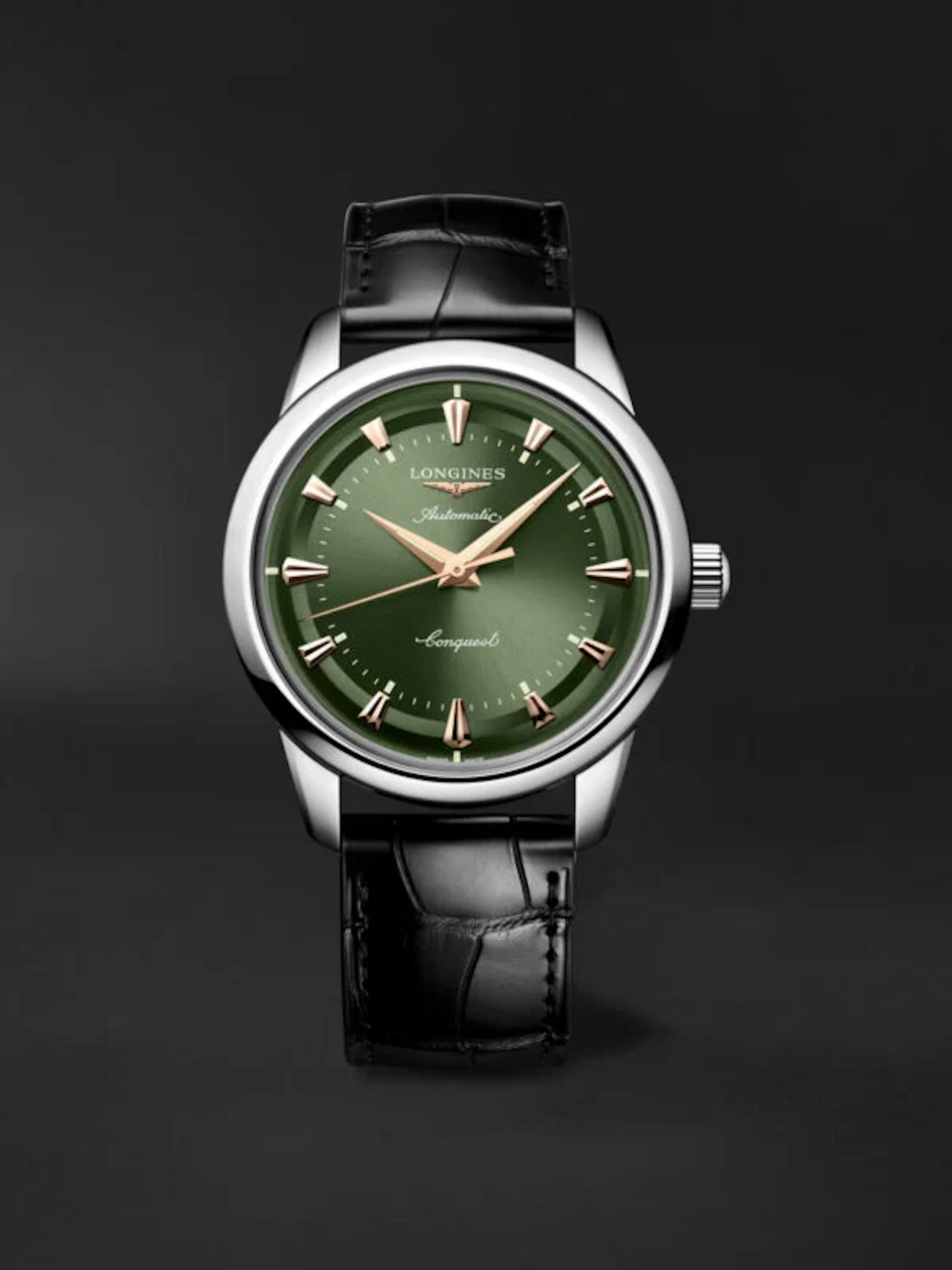 Longines Conquest Heritage Green dial 40mm L1.650.4.02.2 Leather strap