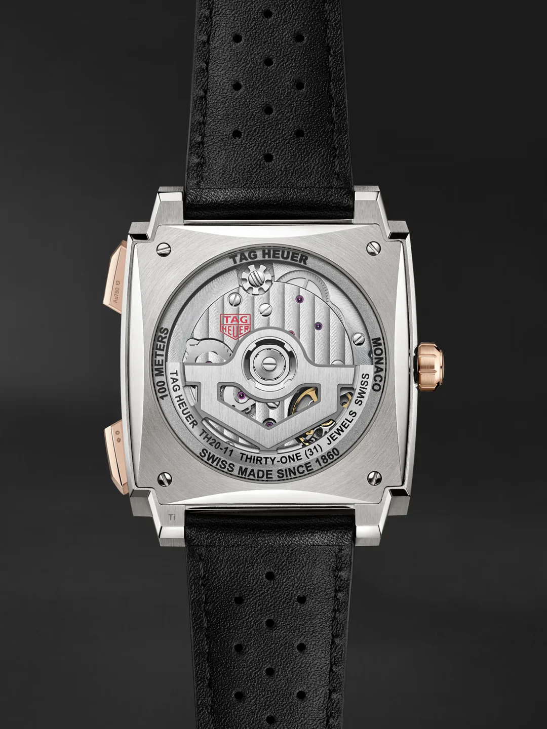 TAG Heuer Monaco Chrono Blk dial 39 mm, Titanium & 18K 5N rose gold