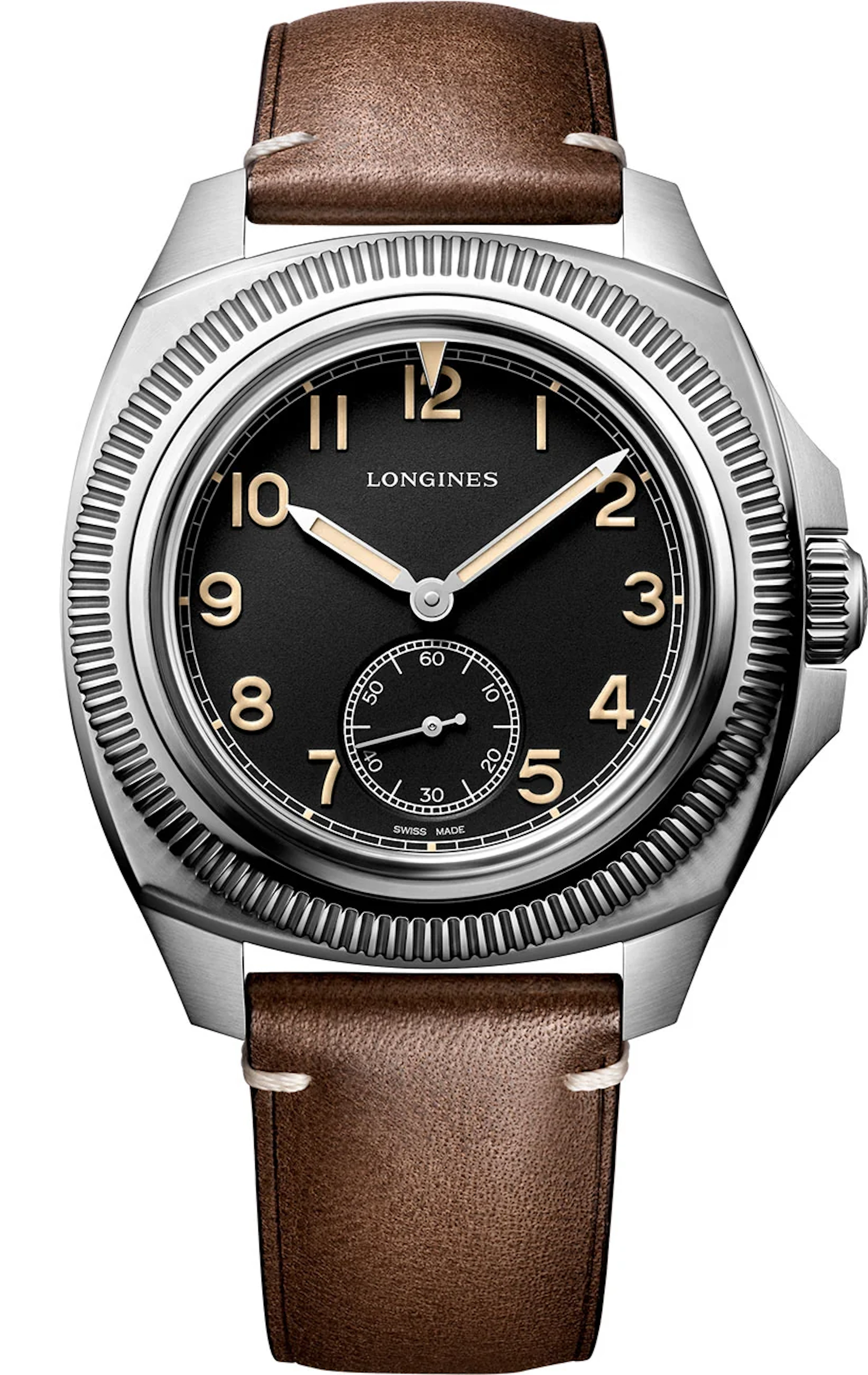 Longines Pilot Majetek black dial leather strap 43mm L2.838.4.53.0