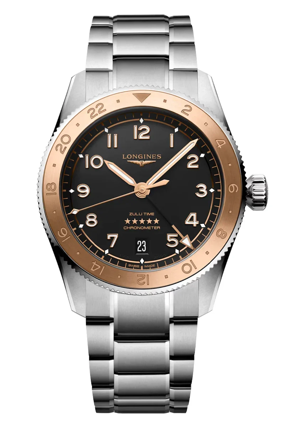 Longines Spirit Zulu Time 1925 Black dial 39mm L3.803.5.53.6 Bracelet