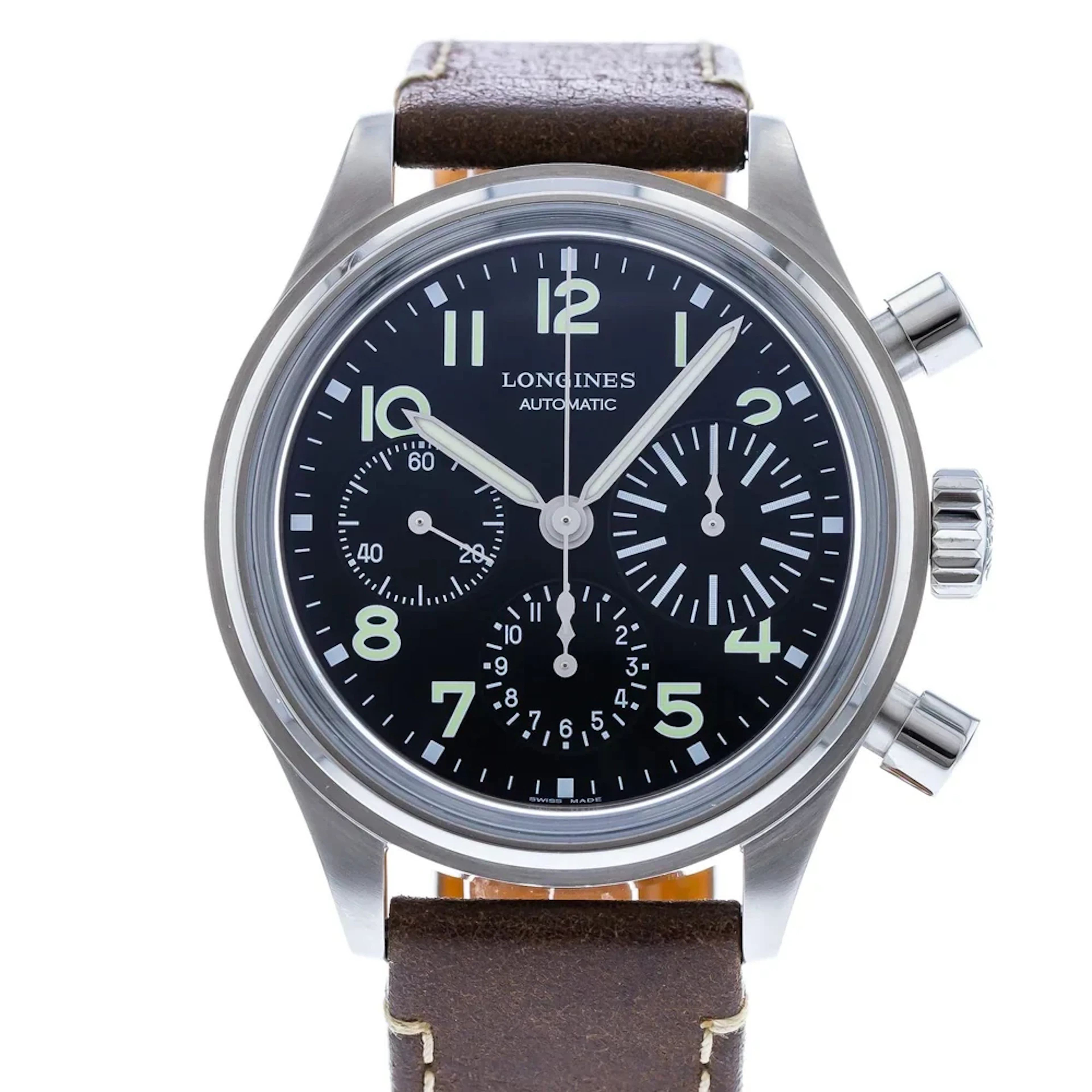 Longines Avigation Big Eye Black Dial Brown Leather Mens watch 41 L2.816.4.53.2