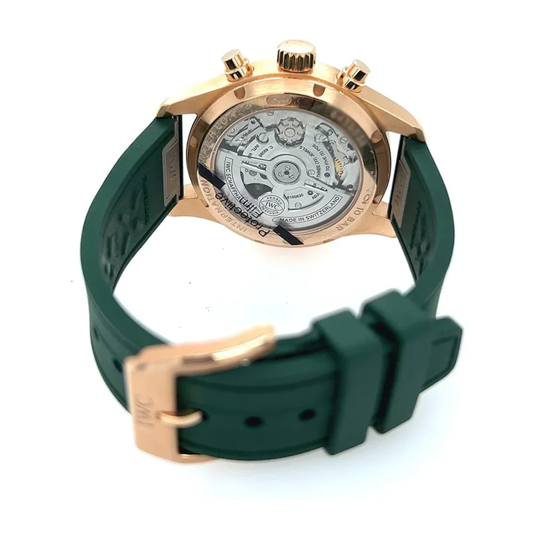 IWC Pilot Chronograph Green/Gold dial 41mm IW388110 Green Rubber strap