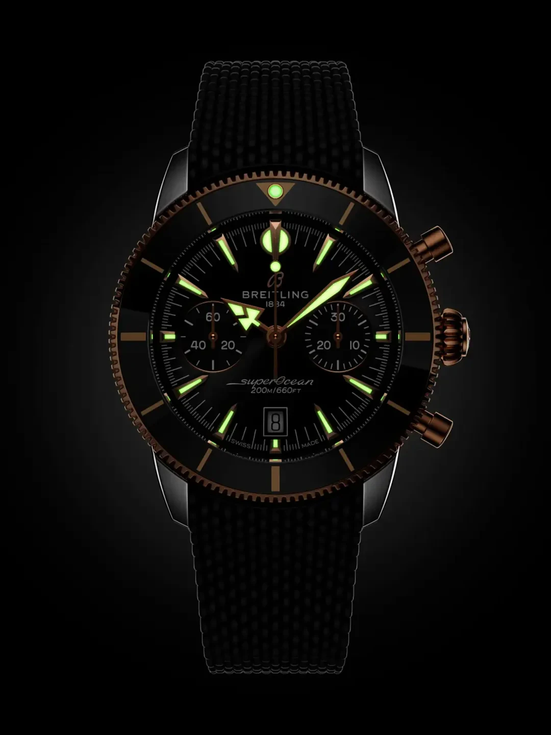 Breitling Ocean Culture Series B01 Chronograph Blk/Gold bezel 42mm