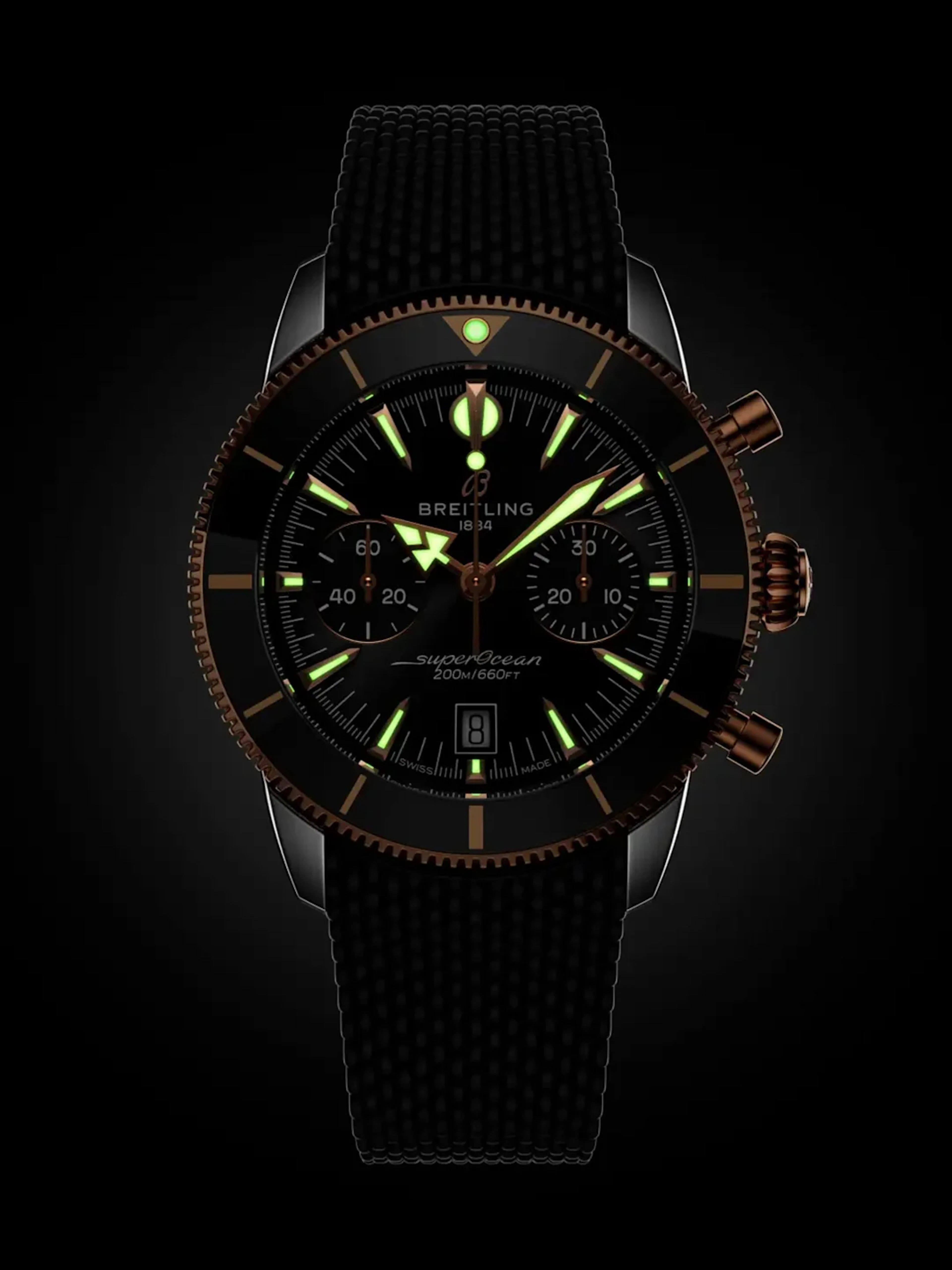 Breitling Ocean Culture Series B01 Chronograph Blk/Gold bezel 42mm