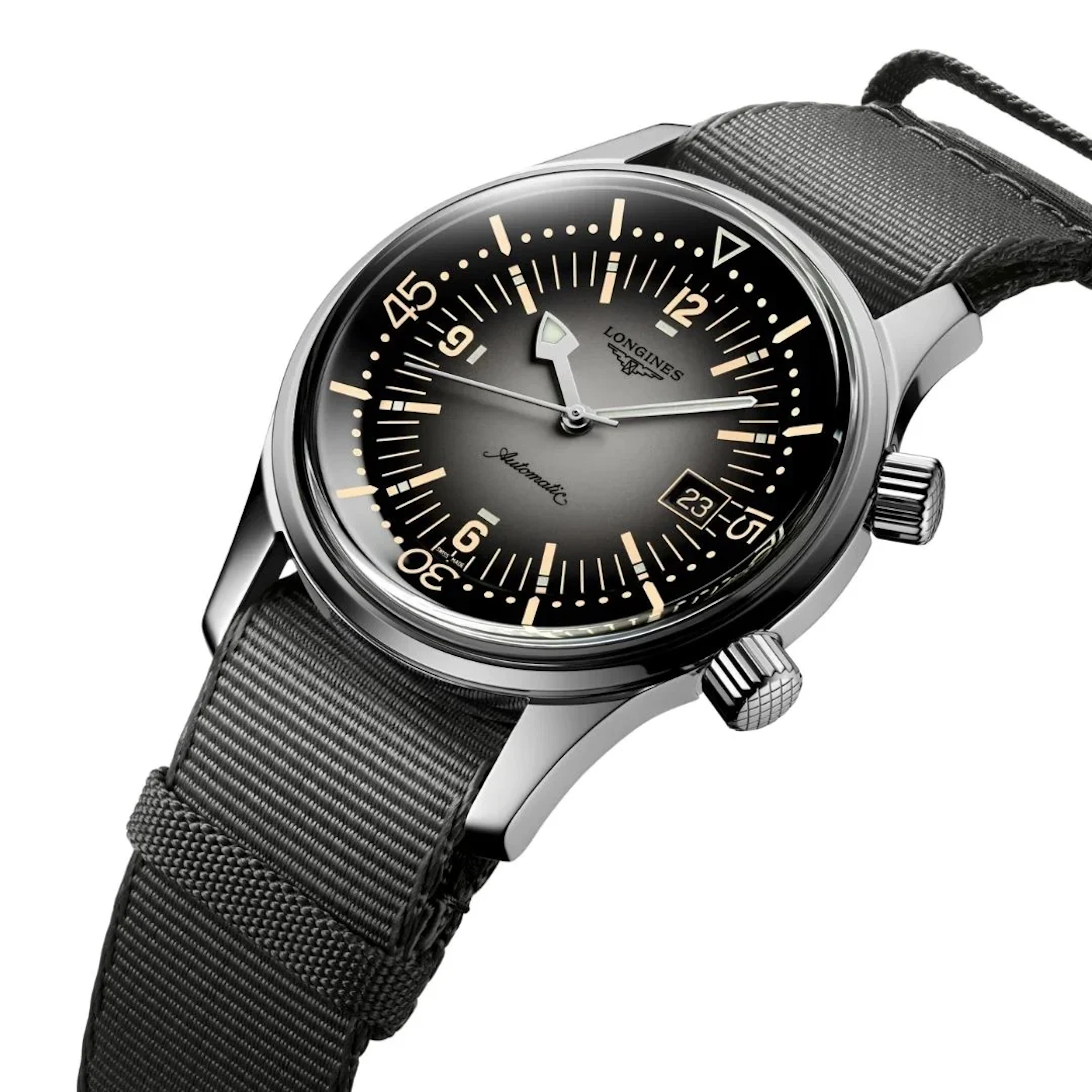 Longines Legend Diver Grey Dial Automatic textile strap 42mmL3.774.4.70.2