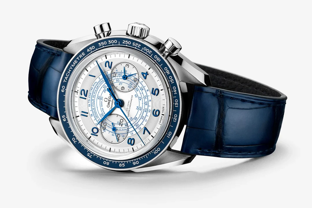 Omega Speedmaster Silver Chronoscope Alligator Strap 43mm 329.33.43.51.02.001