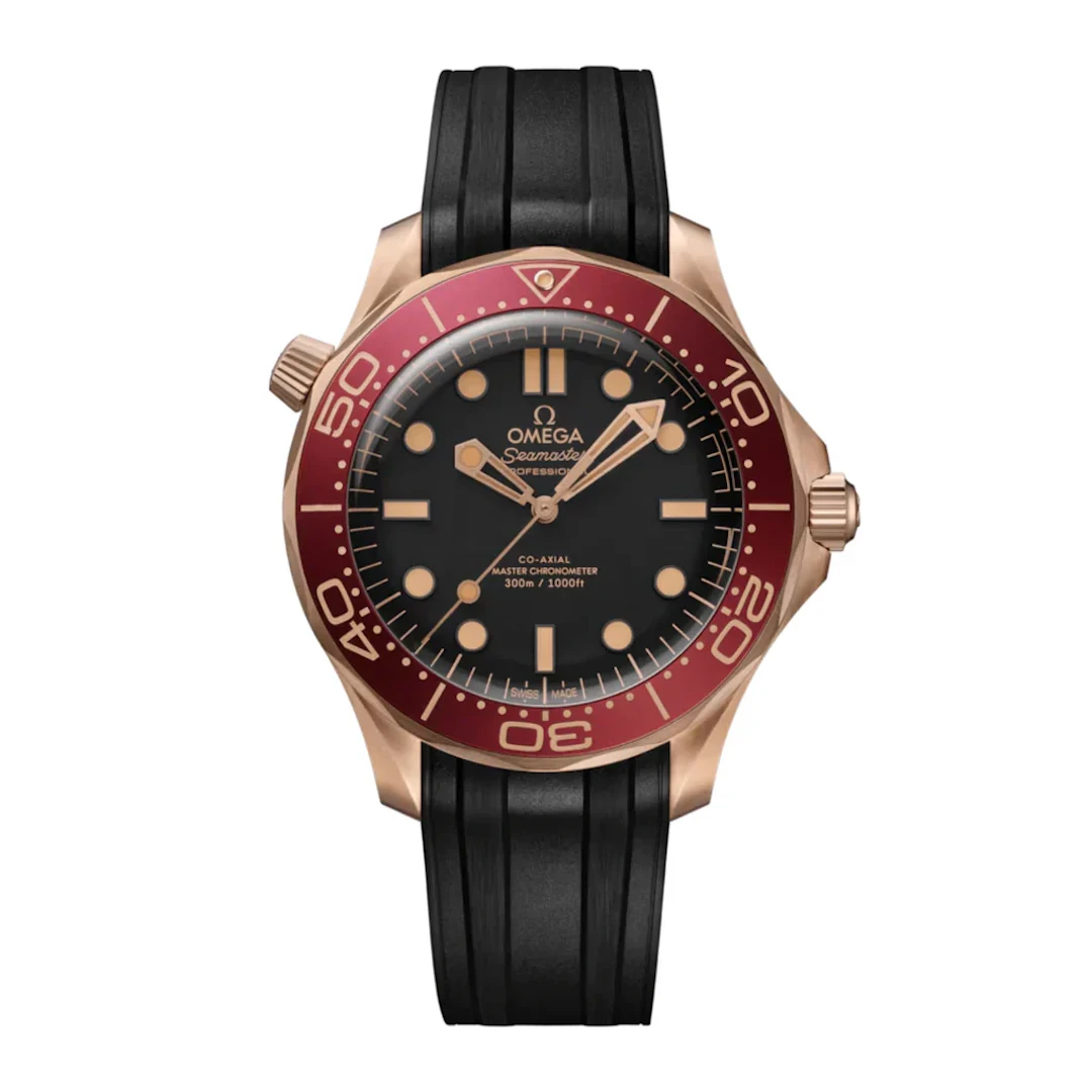 Omega Seamaster Diver Bronze Gold 300M Blk Dial 42mm Rubber strap