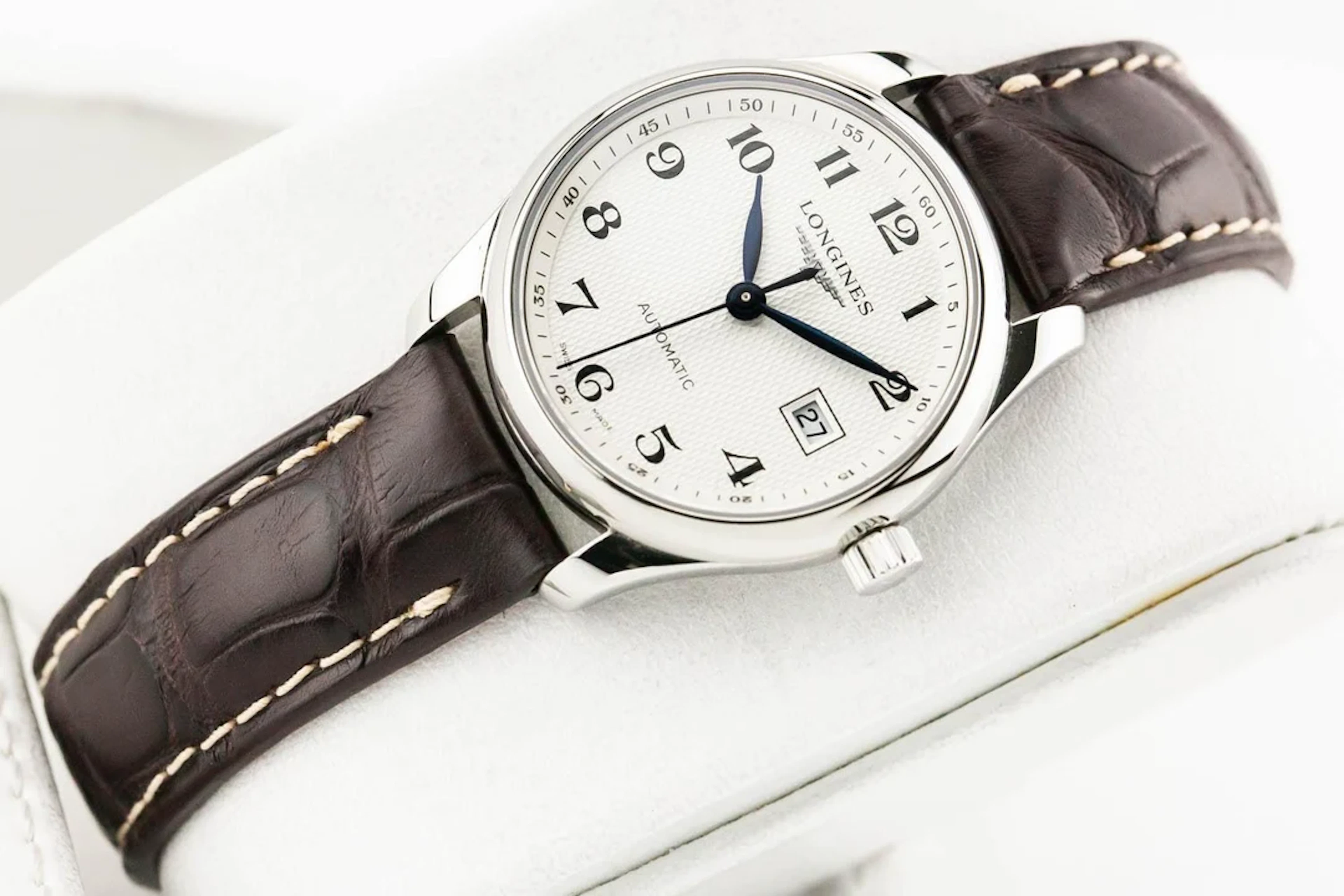 Longines White Automatic Master Silver dial 40mm L2.793.4.78.3 Alligator strap