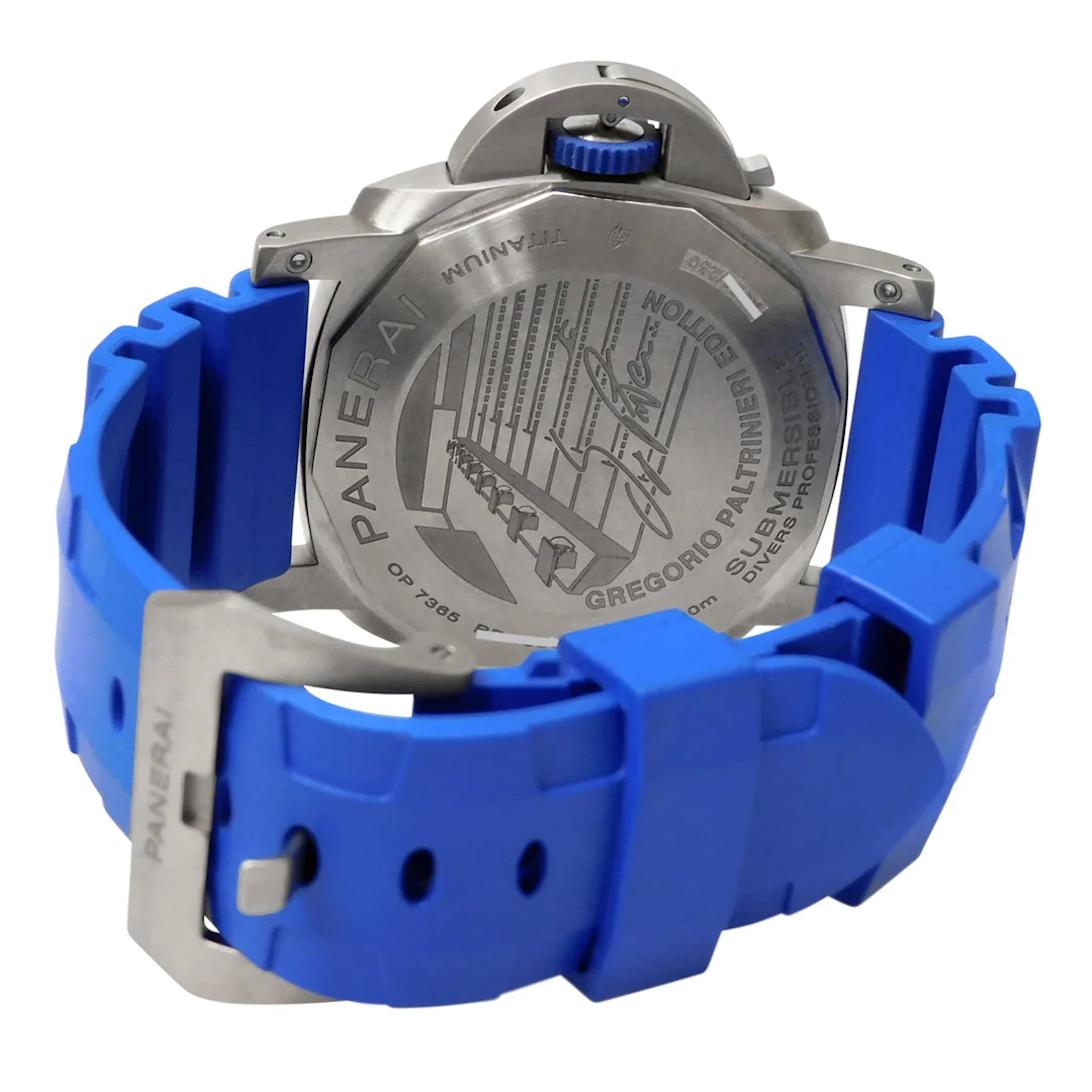 Panerai Paltrinieri Limited Black dial blue strap Mens watch 47 PAM01162