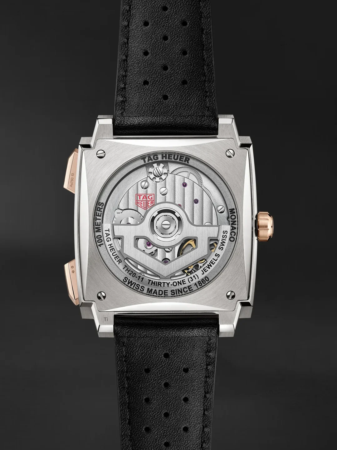 TAG Heuer Monaco Chrono Blk dial 39 mm, Titanium & 18K 5N rose gold